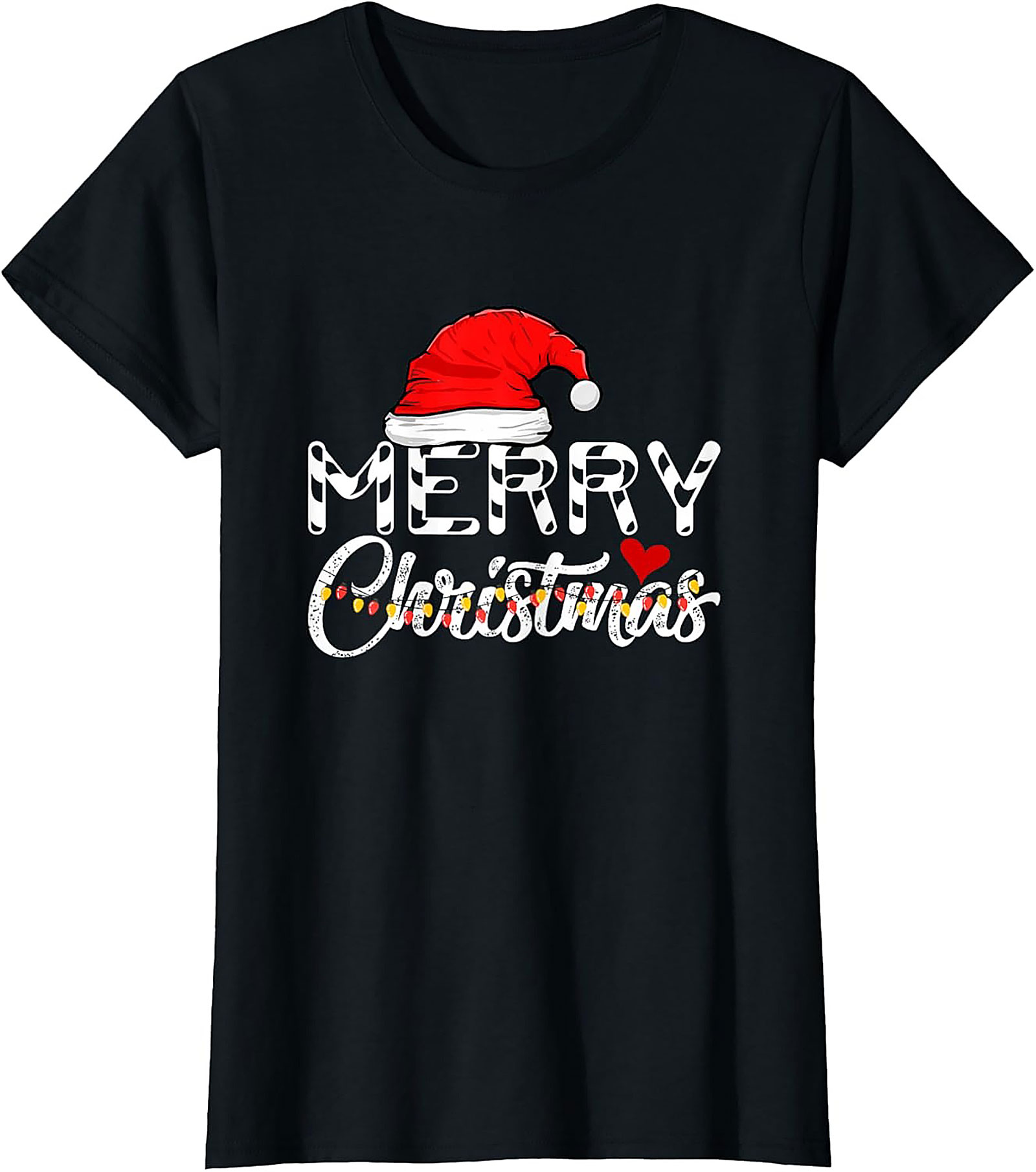  Merry Christmas T-shirt Festive Santa Hat Graphic Tee