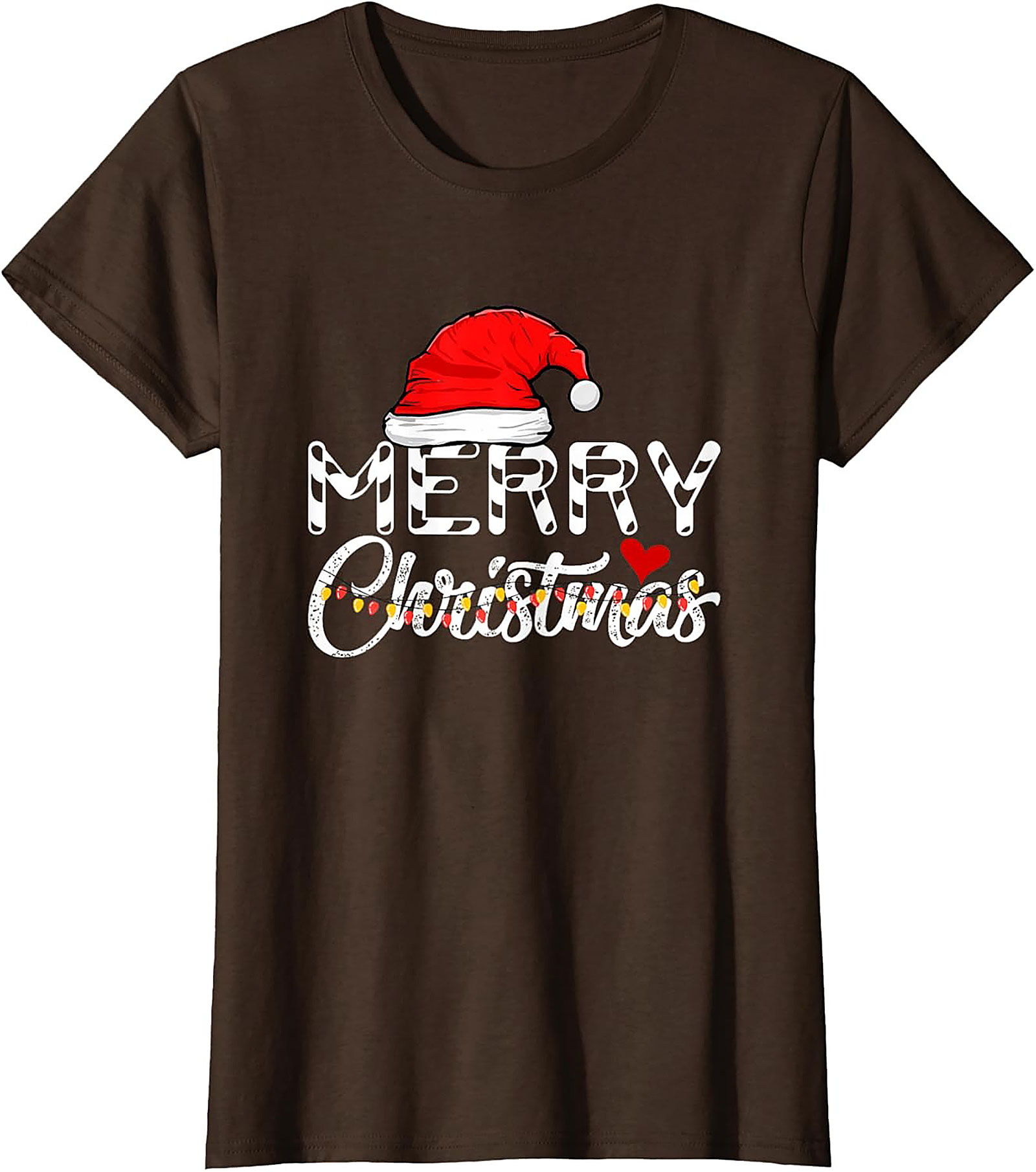  Merry Christmas T-shirt Festive Santa Hat Graphic Tee