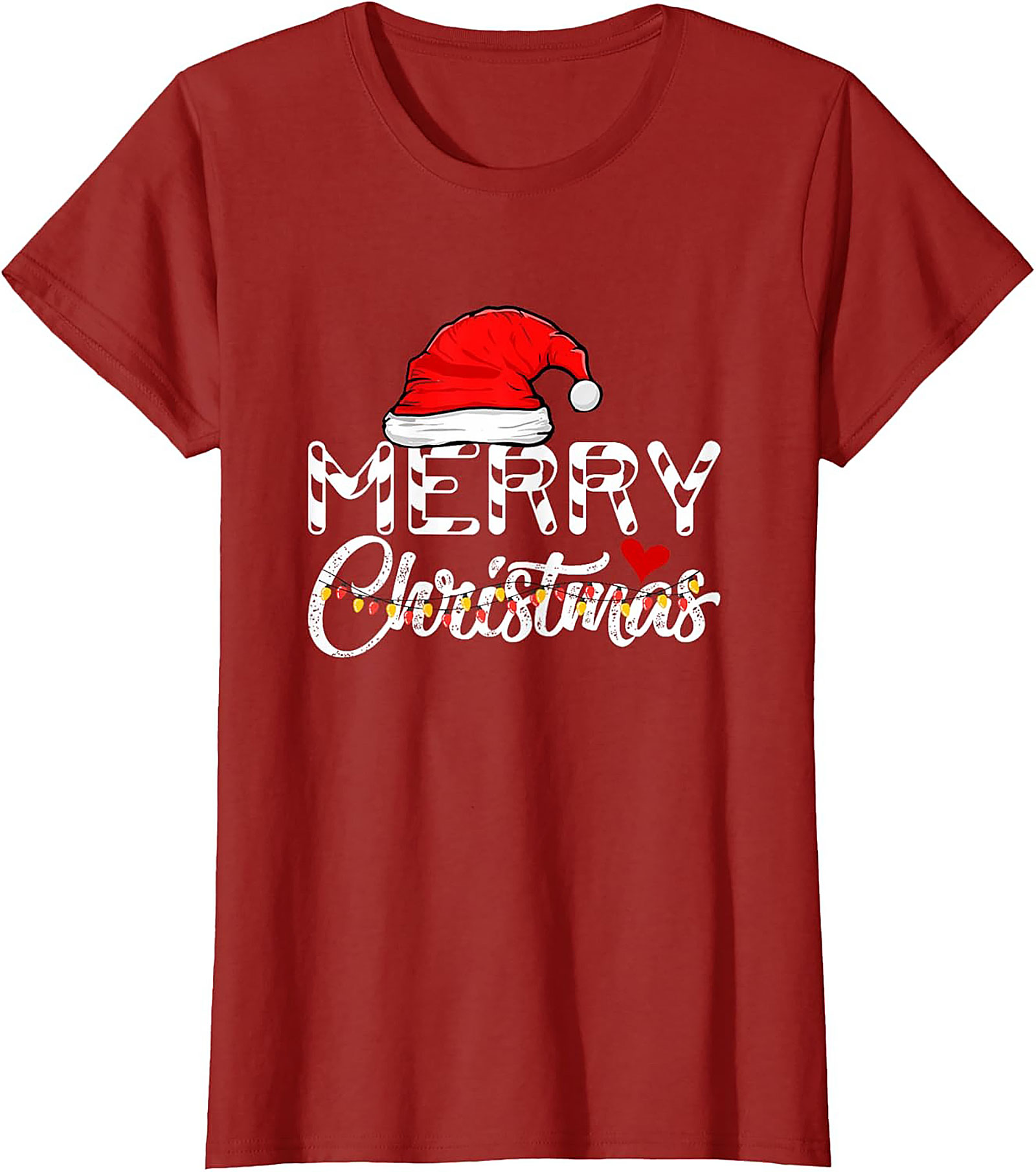  Merry Christmas T-shirt Festive Santa Hat Graphic Tee