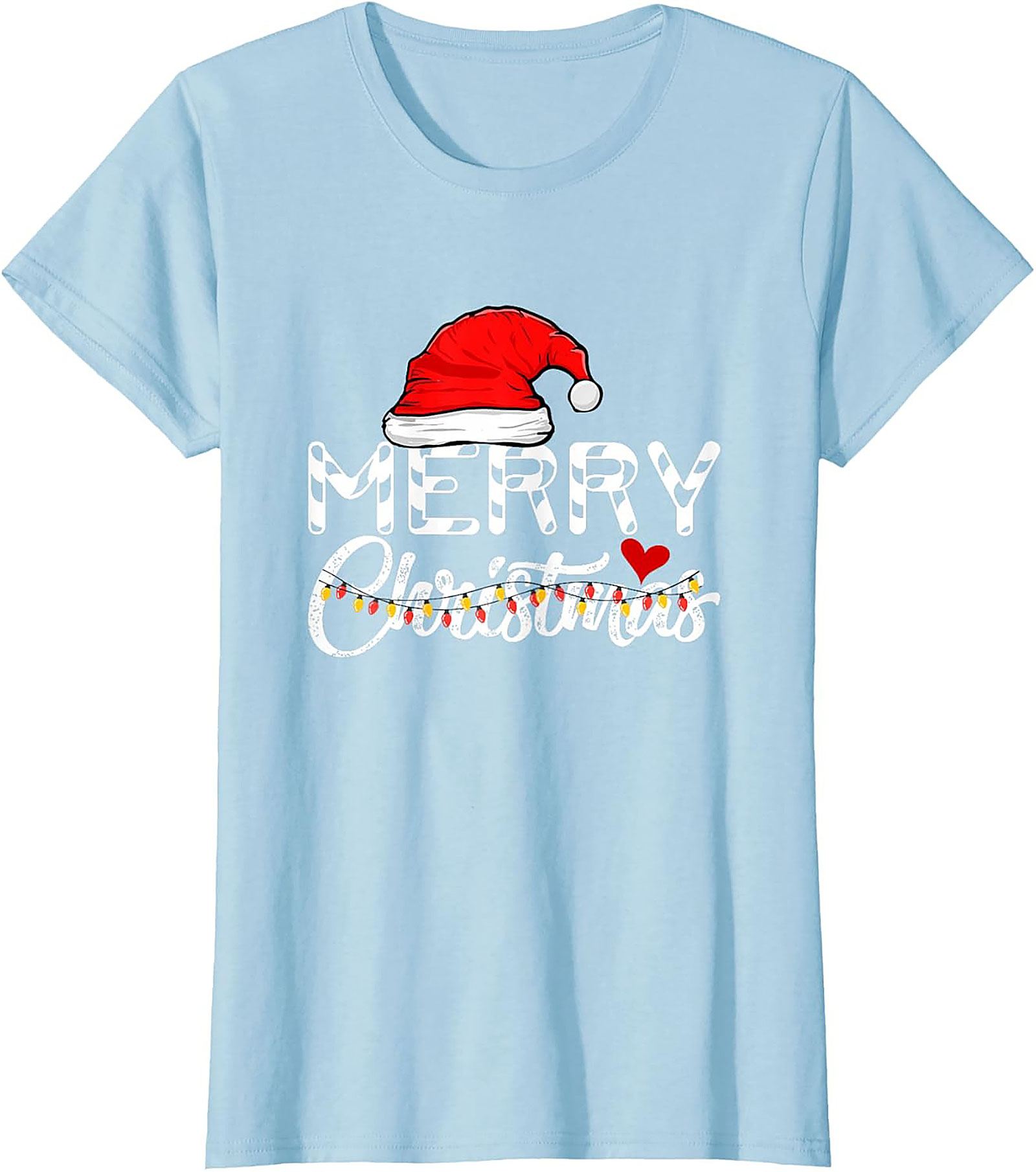  Merry Christmas T-shirt Festive Santa Hat Graphic Tee