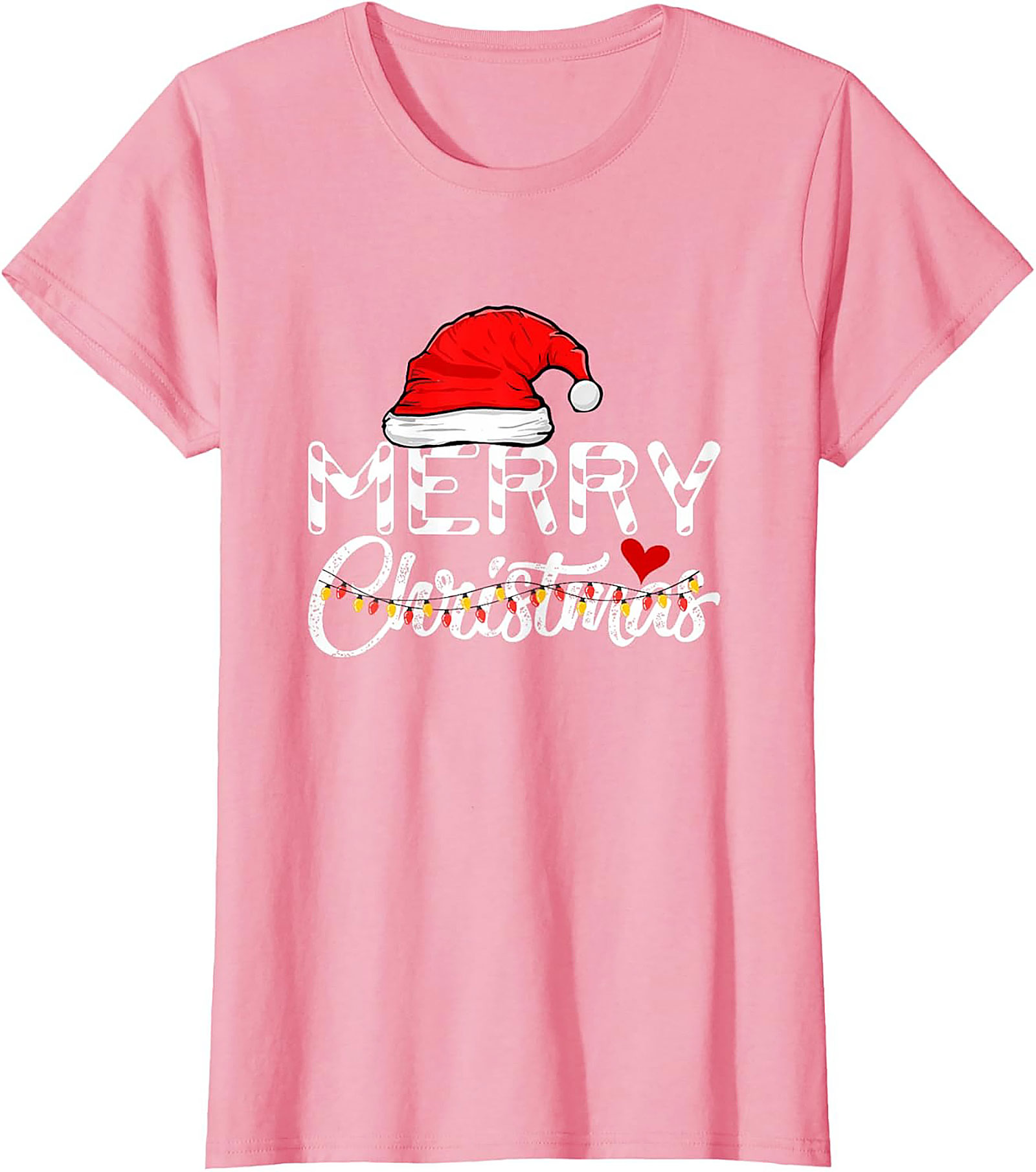  Merry Christmas T-shirt Festive Santa Hat Graphic Tee