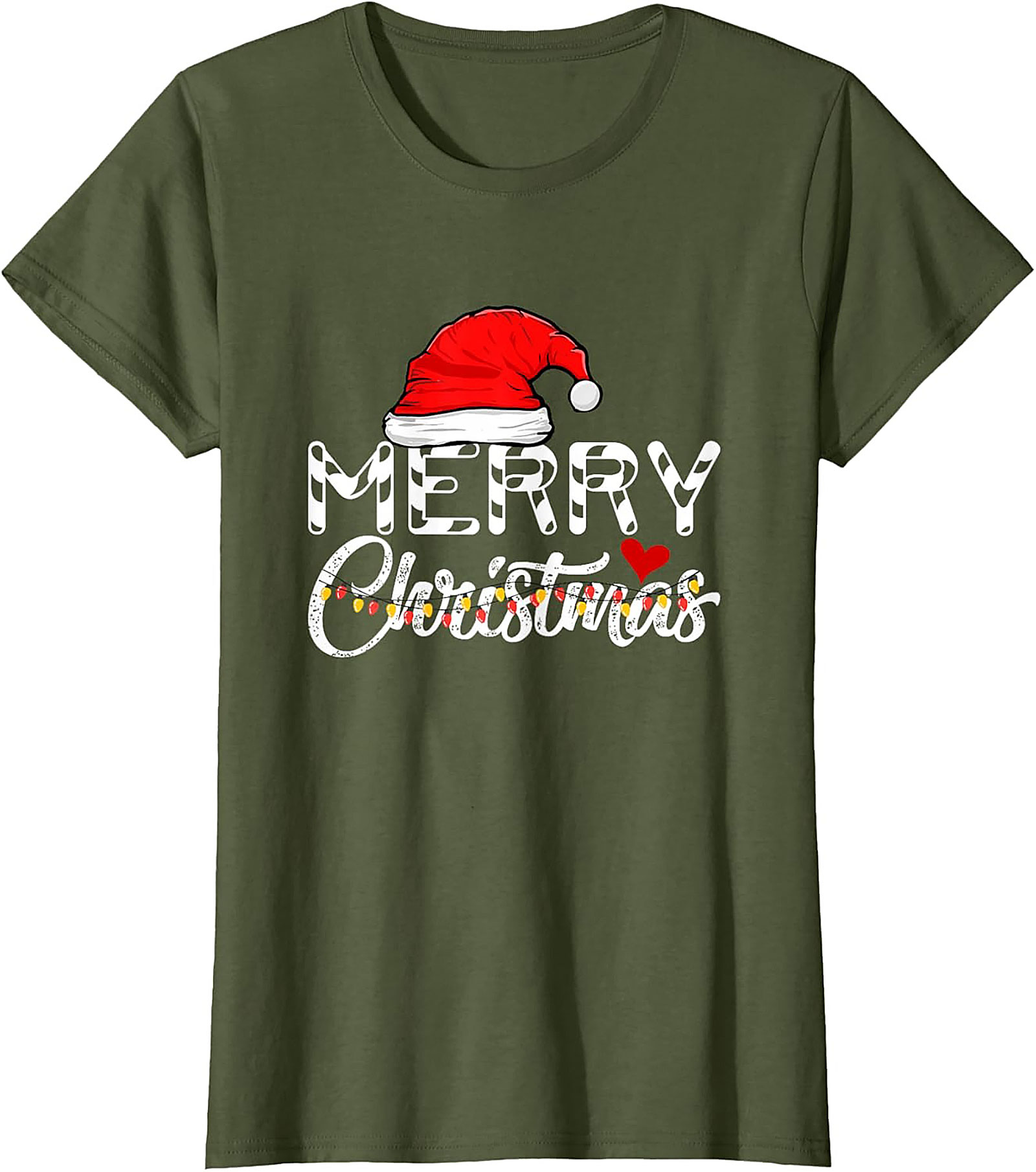  Merry Christmas T-shirt Festive Santa Hat Graphic Tee