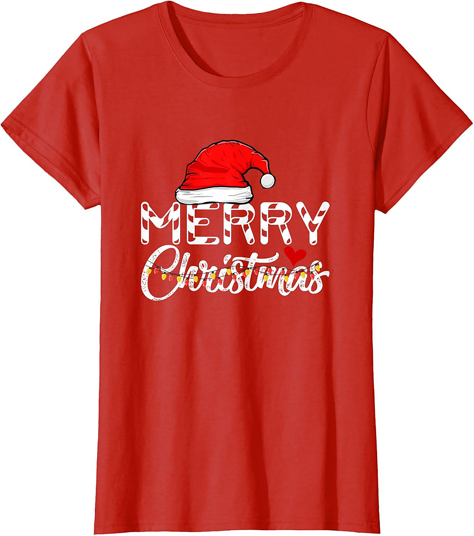  Merry Christmas T-shirt Festive Santa Hat Graphic Tee