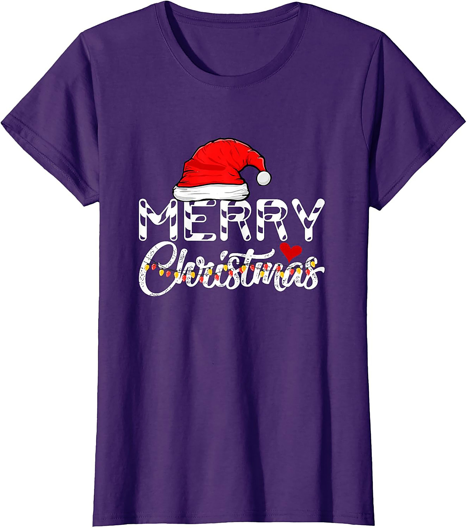  Merry Christmas T-shirt Festive Santa Hat Graphic Tee