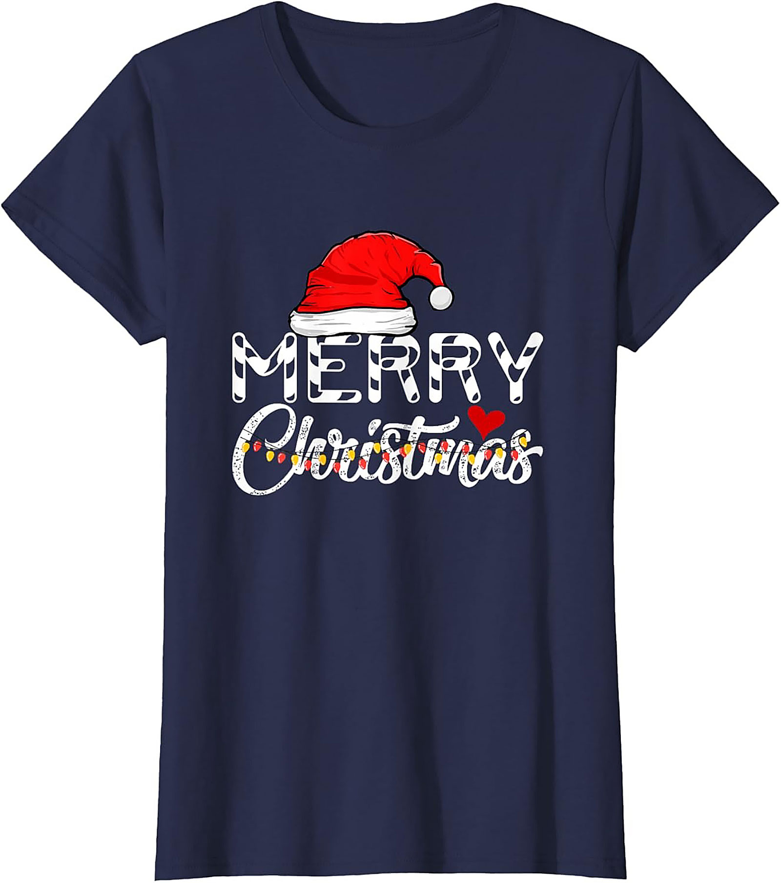  Merry Christmas T-shirt Festive Santa Hat Graphic Tee