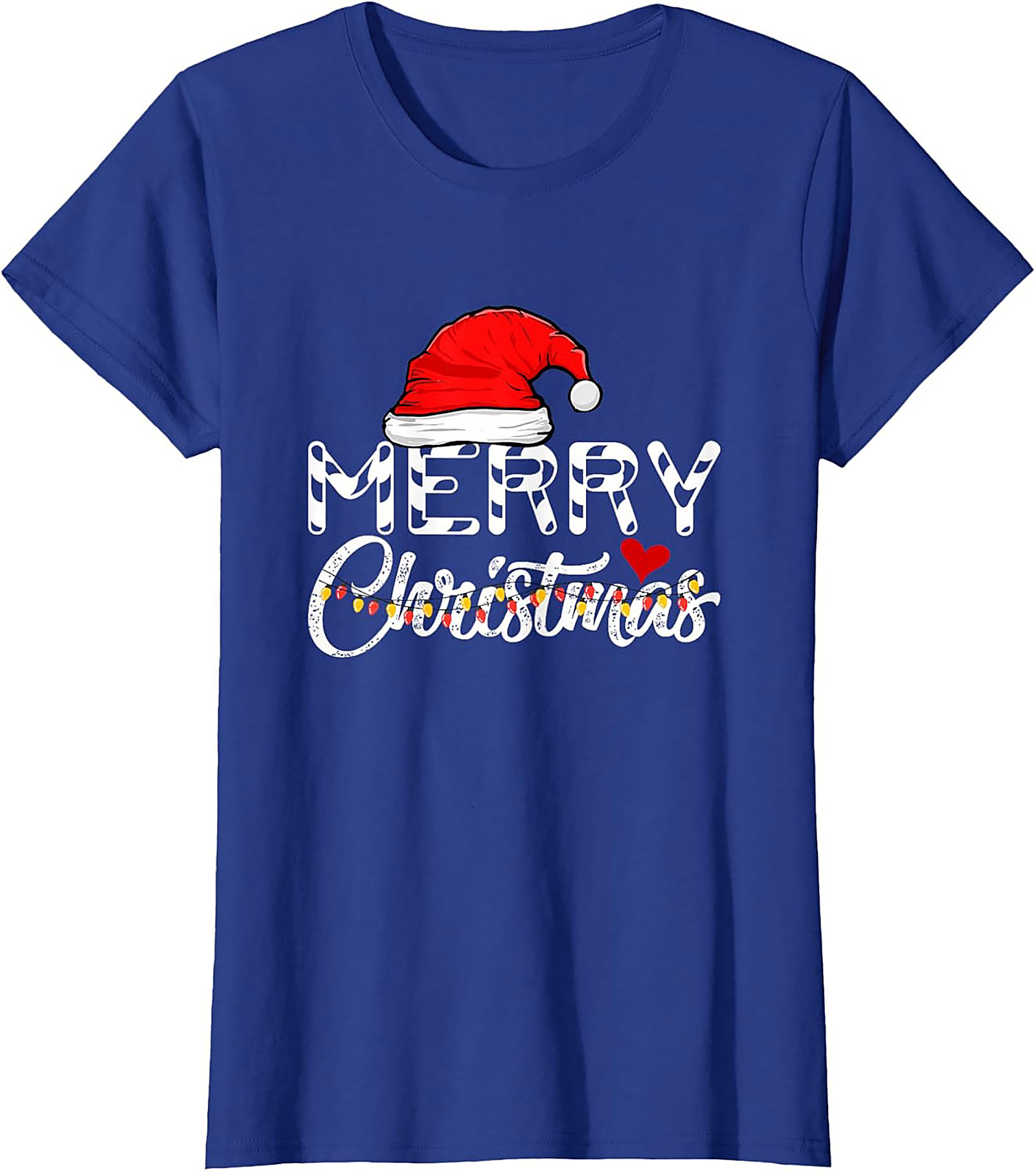  Merry Christmas T-shirt Festive Santa Hat Graphic Tee