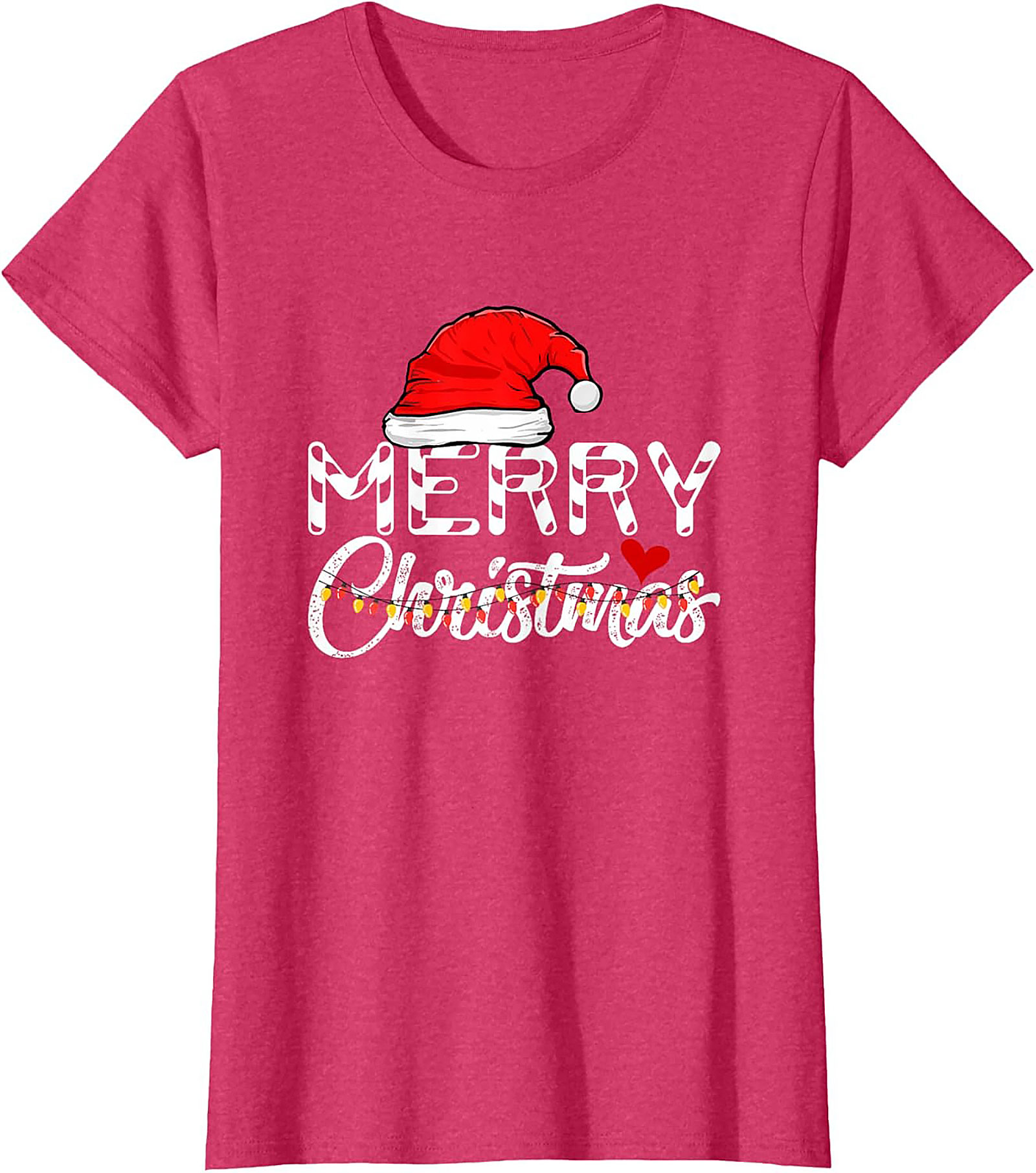  Merry Christmas T-shirt Festive Santa Hat Graphic Tee