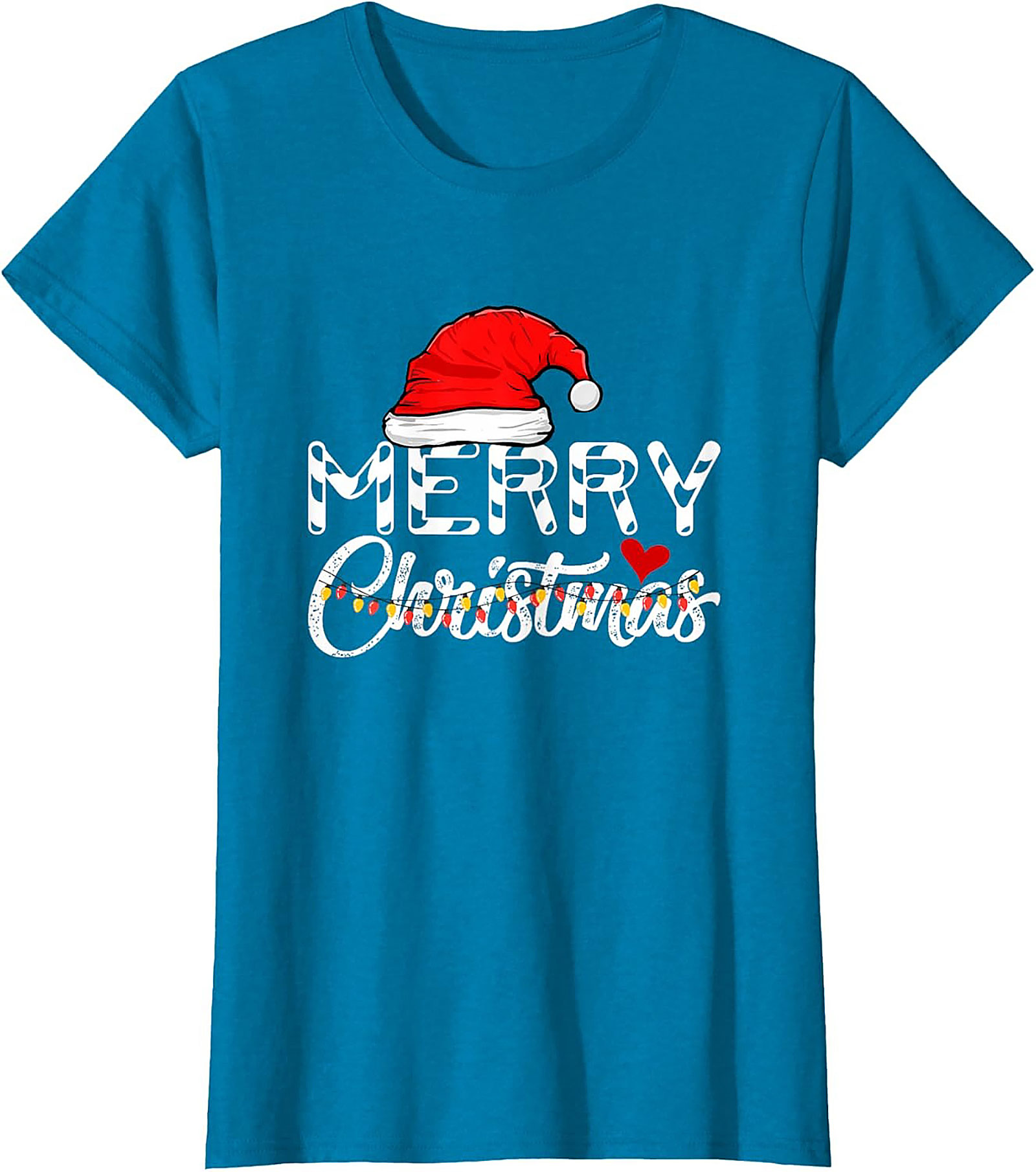  Merry Christmas T-shirt Festive Santa Hat Graphic Tee
