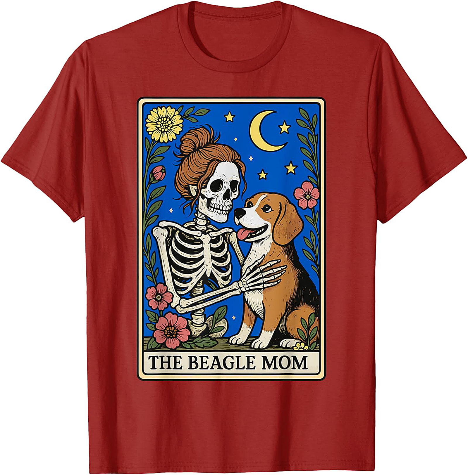 The Beagle Mom Tarot Card Graphic Tee | Funny Skeleton Dog Lover Shirt