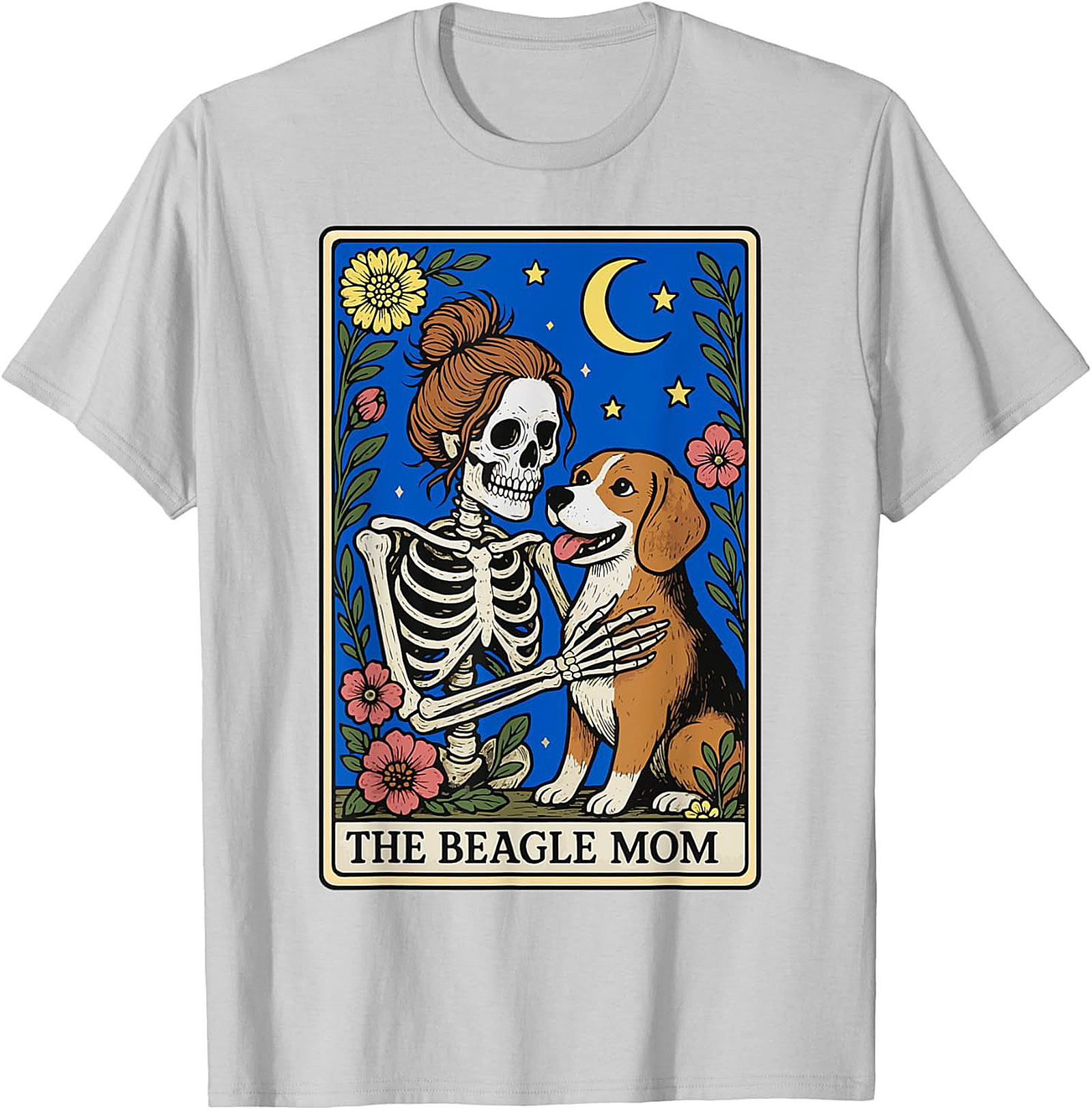 The Beagle Mom Tarot Card Graphic Tee | Funny Skeleton Dog Lover Shirt