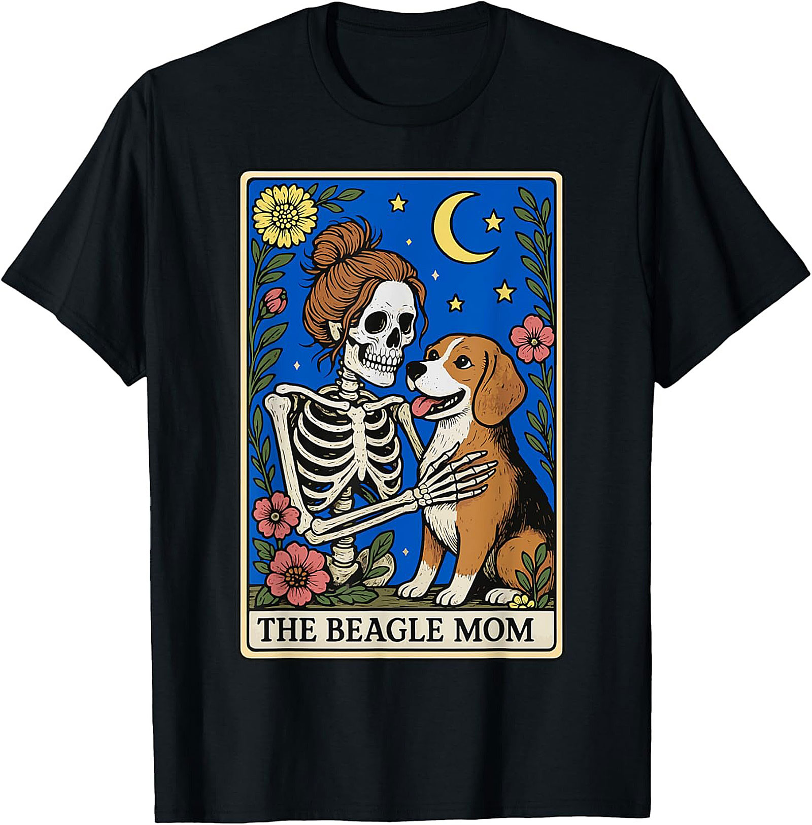 The Beagle Mom Tarot Card Graphic Tee | Funny Skeleton Dog Lover Shirt