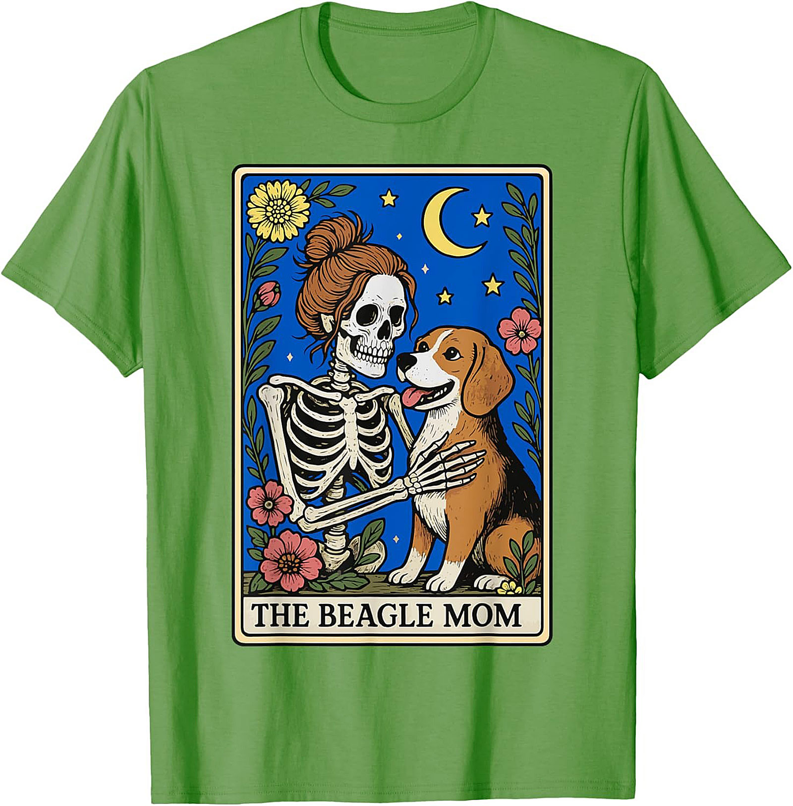 The Beagle Mom Tarot Card Graphic Tee | Funny Skeleton Dog Lover Shirt
