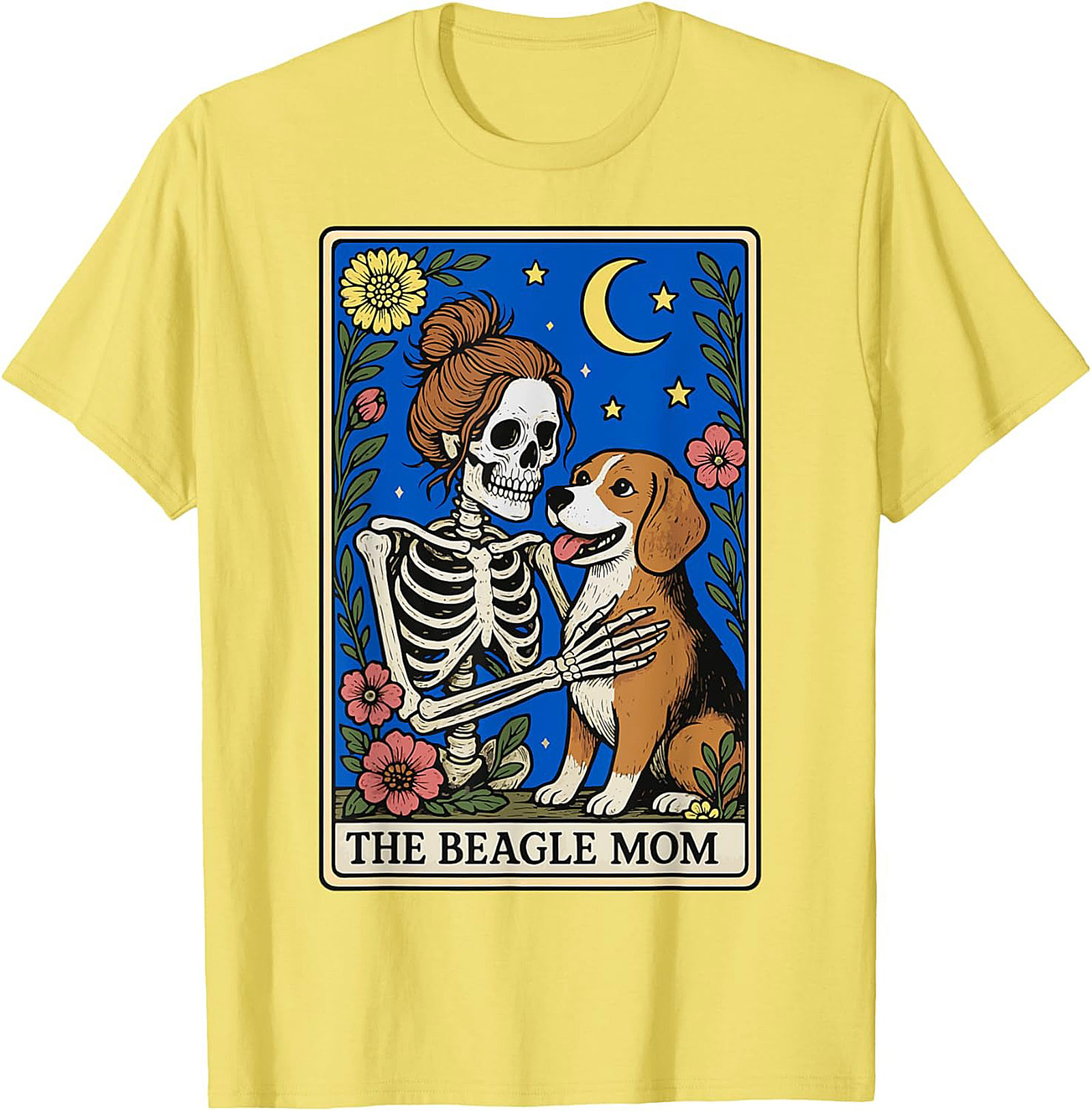 The Beagle Mom Tarot Card Graphic Tee | Funny Skeleton Dog Lover Shirt