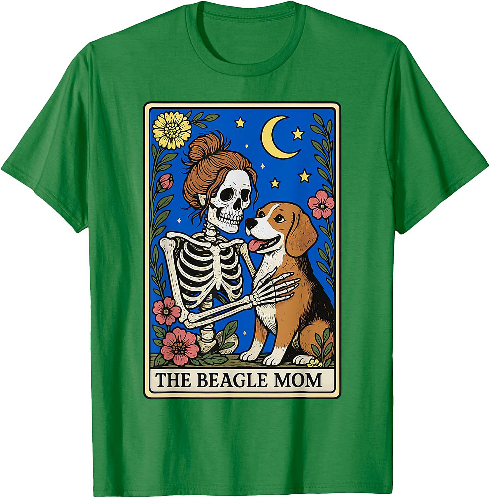 The Beagle Mom Tarot Card Graphic Tee | Funny Skeleton Dog Lover Shirt