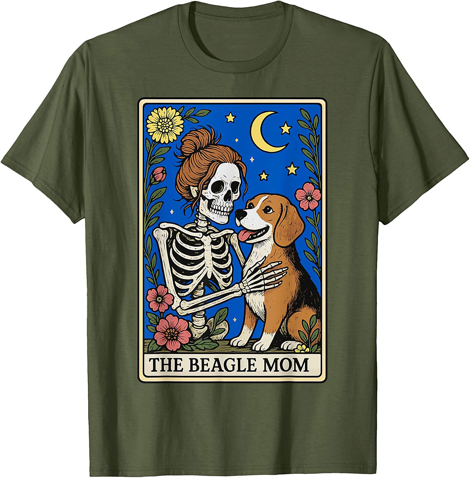 The Beagle Mom Tarot Card Graphic Tee | Funny Skeleton Dog Lover Shirt