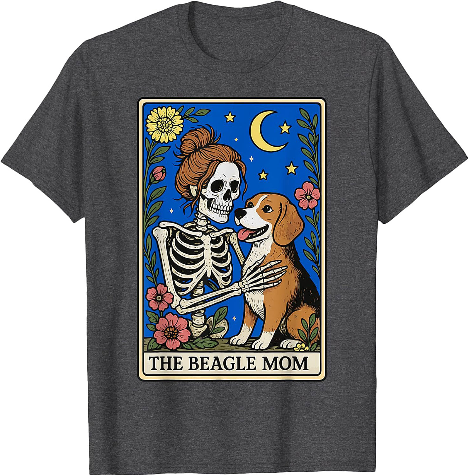 The Beagle Mom Tarot Card Graphic Tee | Funny Skeleton Dog Lover Shirt