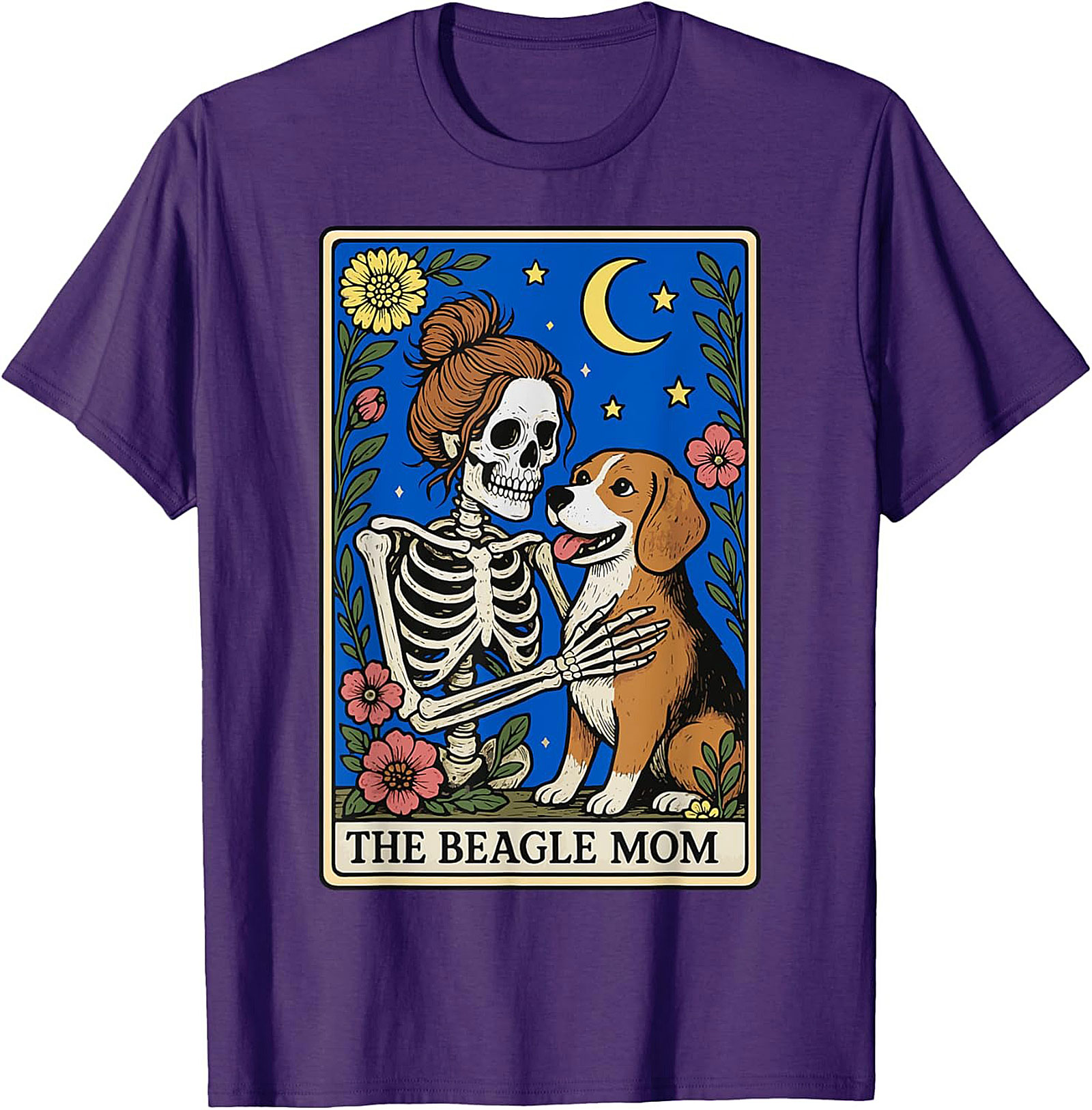 The Beagle Mom Tarot Card Graphic Tee | Funny Skeleton Dog Lover Shirt