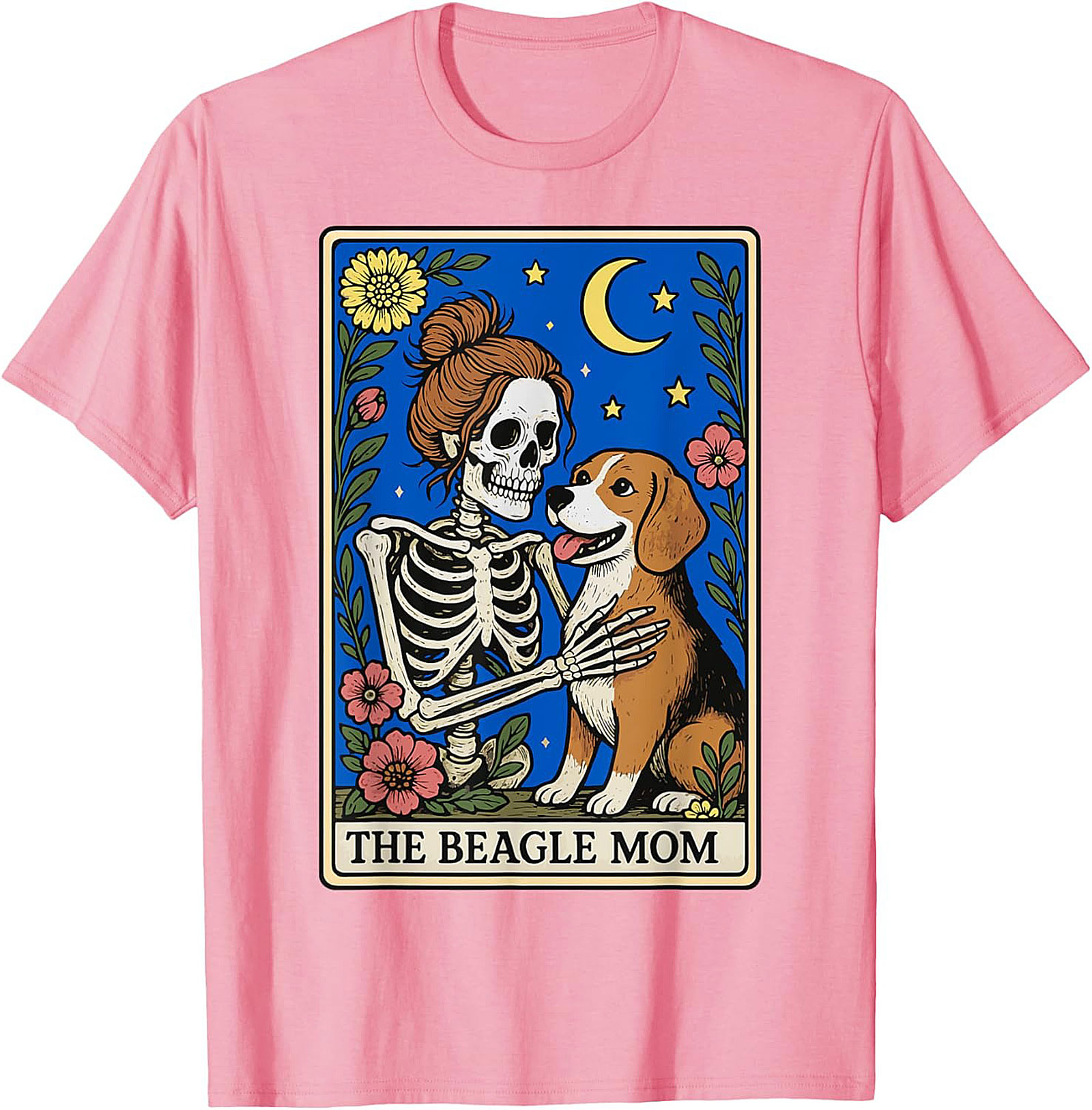 The Beagle Mom Tarot Card Graphic Tee | Funny Skeleton Dog Lover Shirt