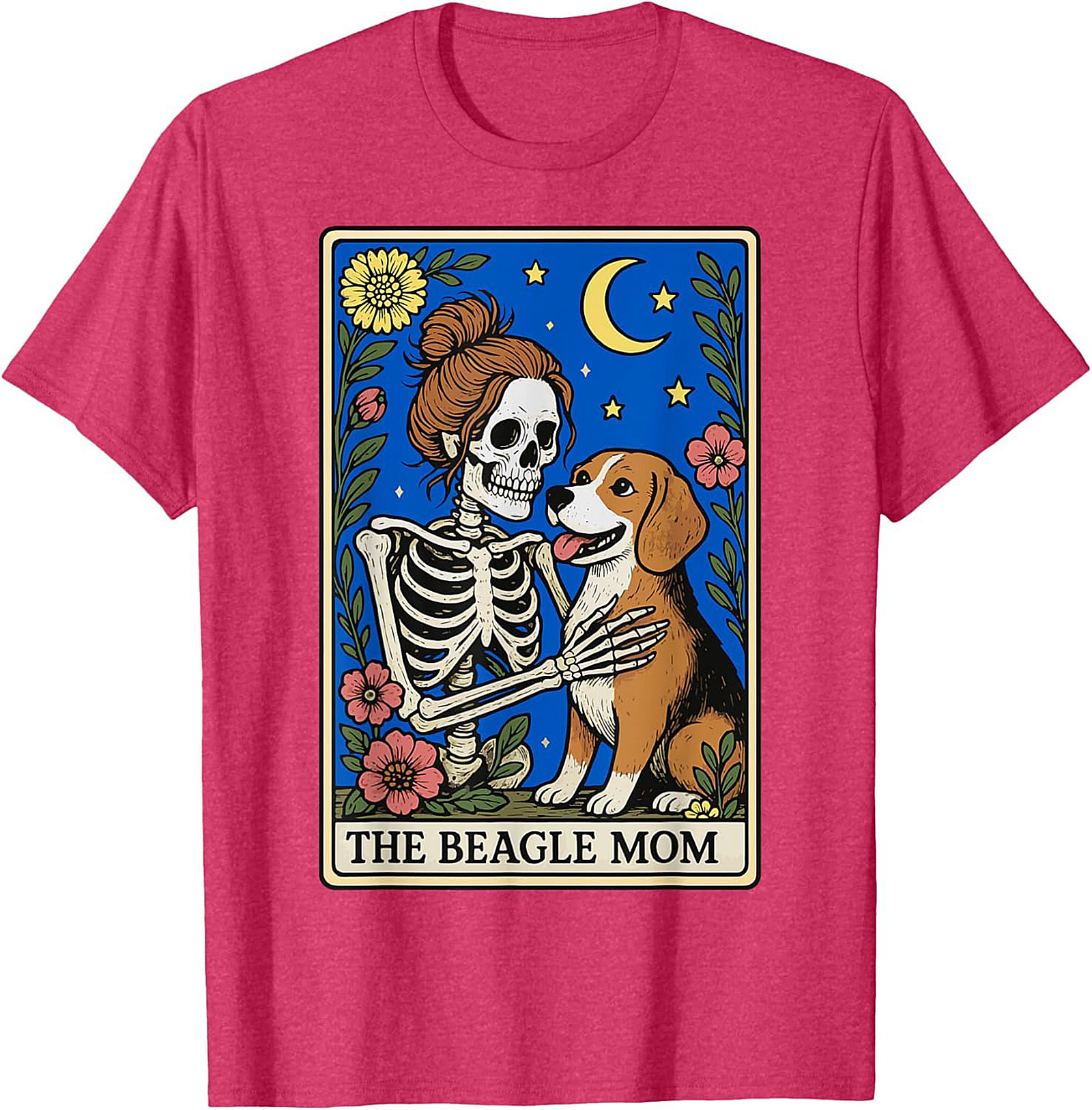 The Beagle Mom Tarot Card Graphic Tee | Funny Skeleton Dog Lover Shirt