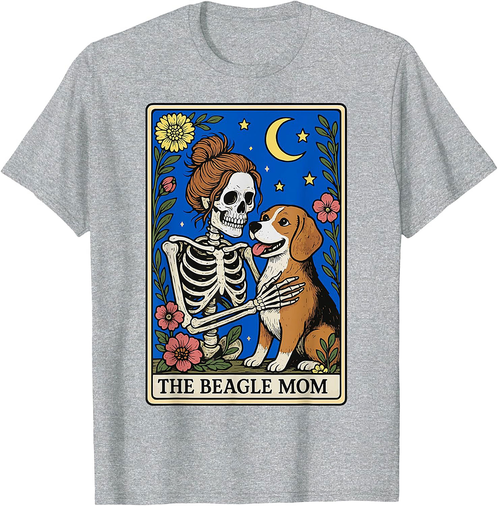 The Beagle Mom Tarot Card Graphic Tee | Funny Skeleton Dog Lover Shirt