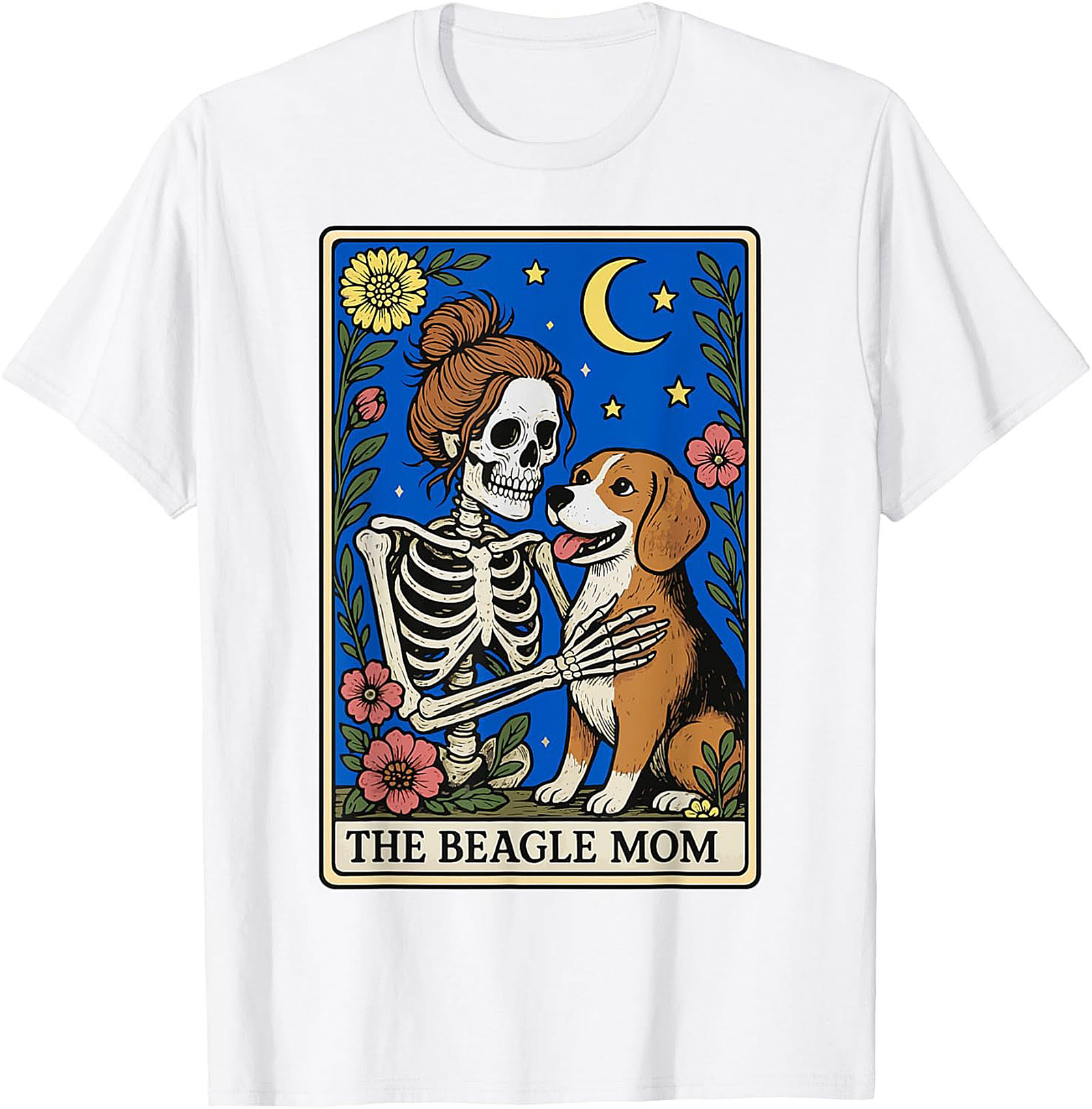 The Beagle Mom Tarot Card Graphic Tee | Funny Skeleton Dog Lover Shirt