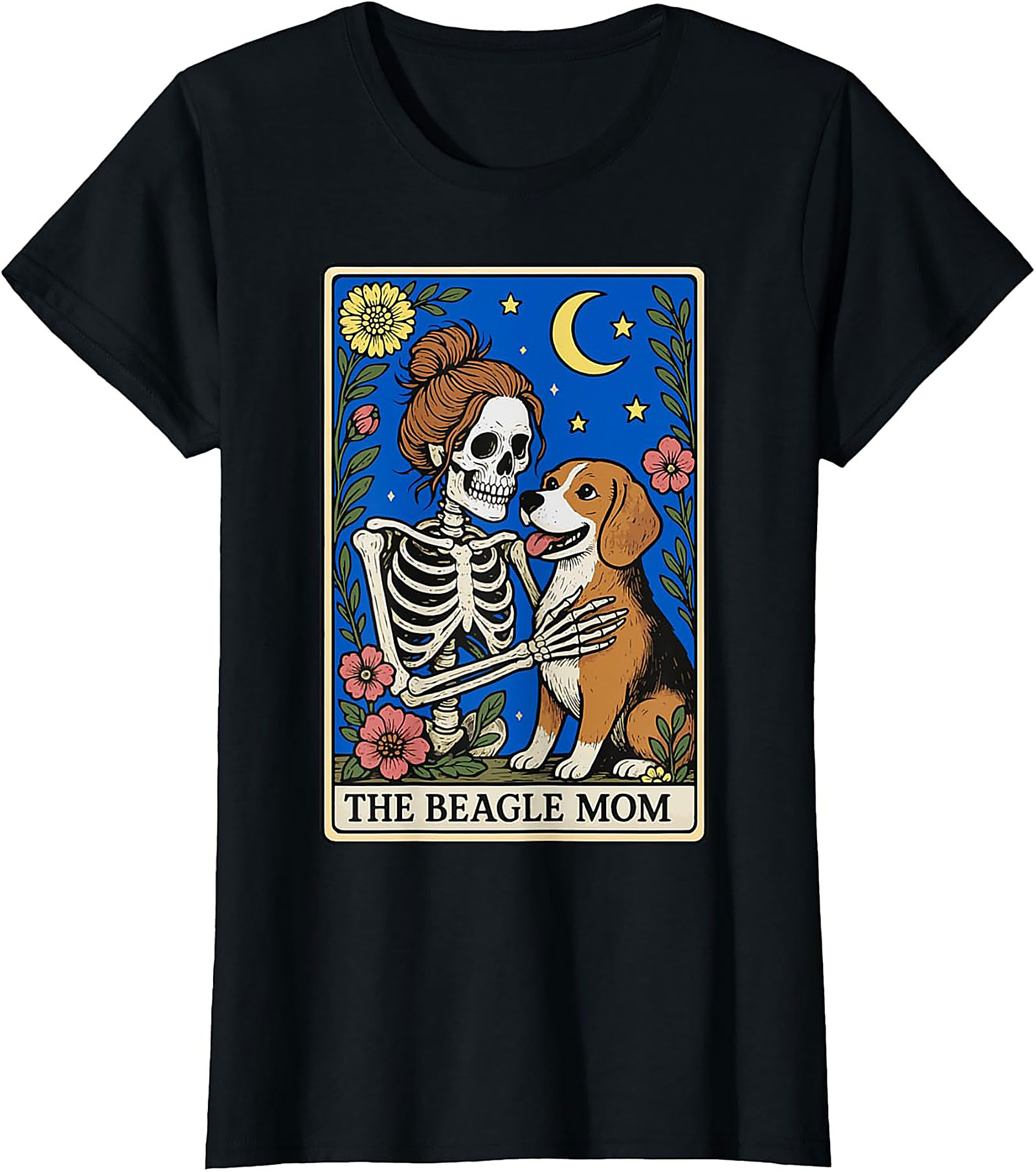 The Beagle Mom Tarot Card Graphic Tee | Funny Skeleton Dog Lover Shirt