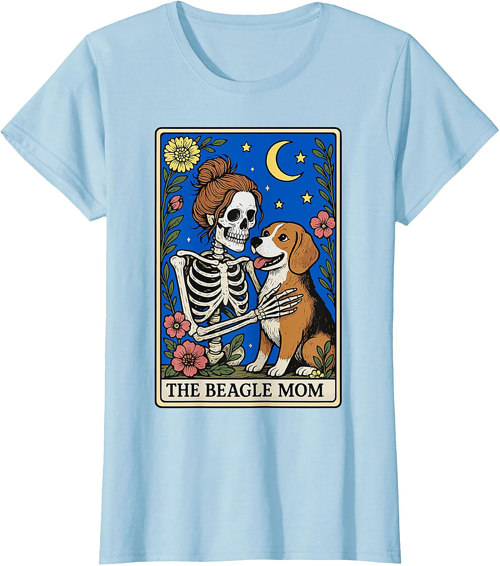 The Beagle Mom Tarot Card Graphic Tee | Funny Skeleton Dog Lover Shirt