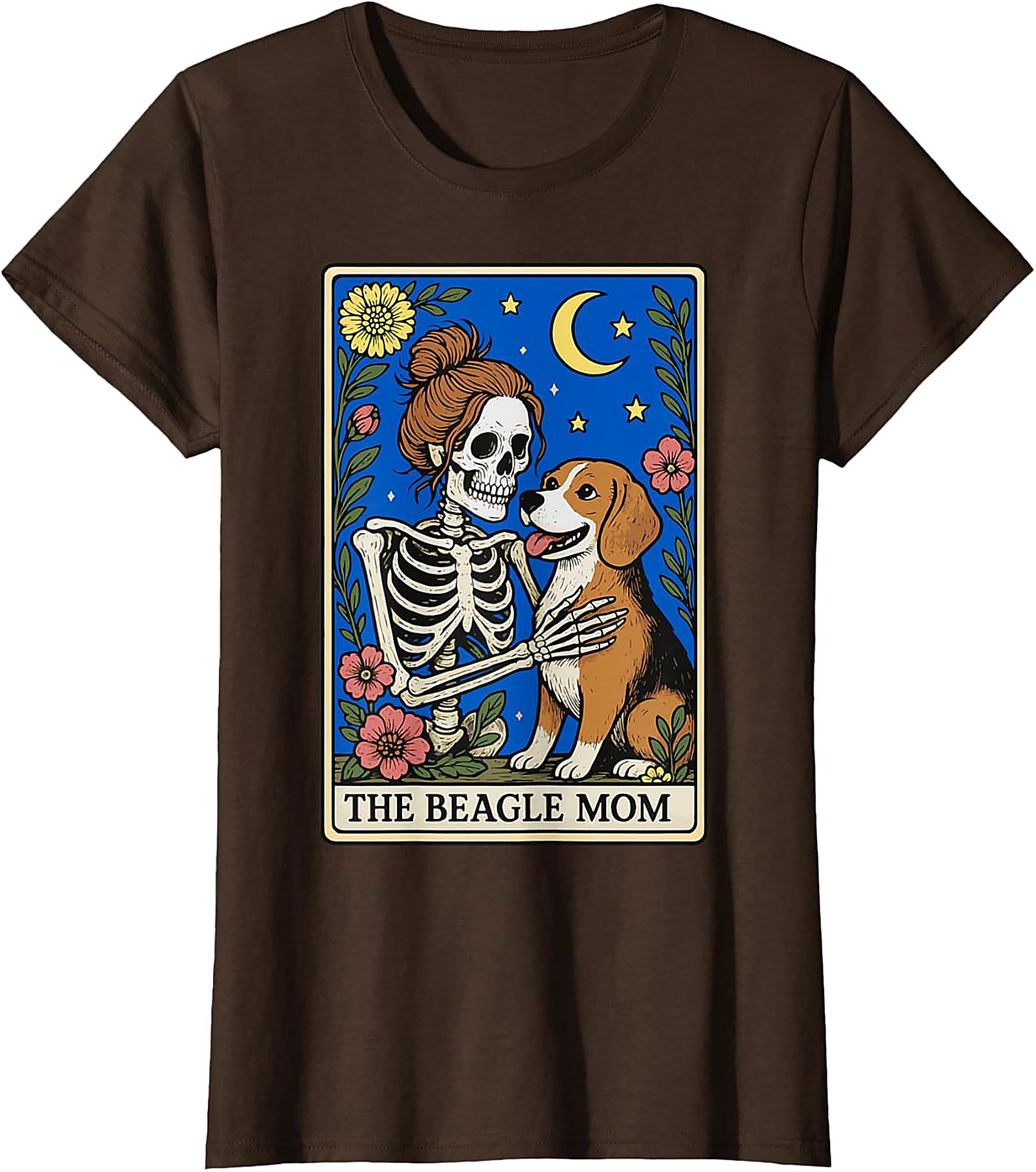 The Beagle Mom Tarot Card Graphic Tee | Funny Skeleton Dog Lover Shirt