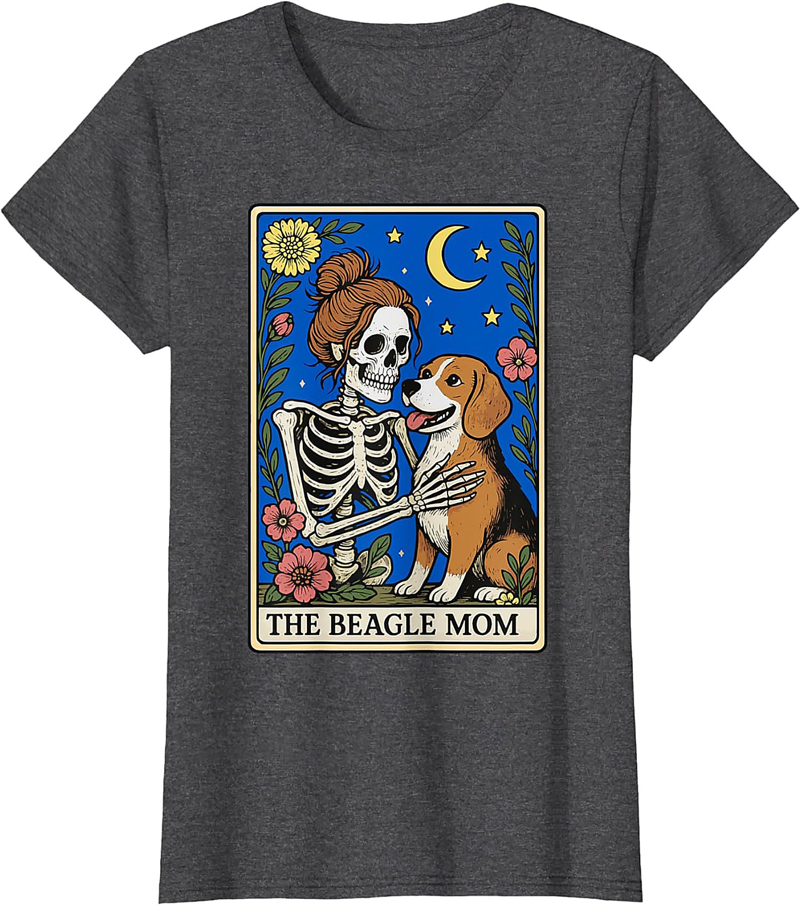 The Beagle Mom Tarot Card Graphic Tee | Funny Skeleton Dog Lover Shirt