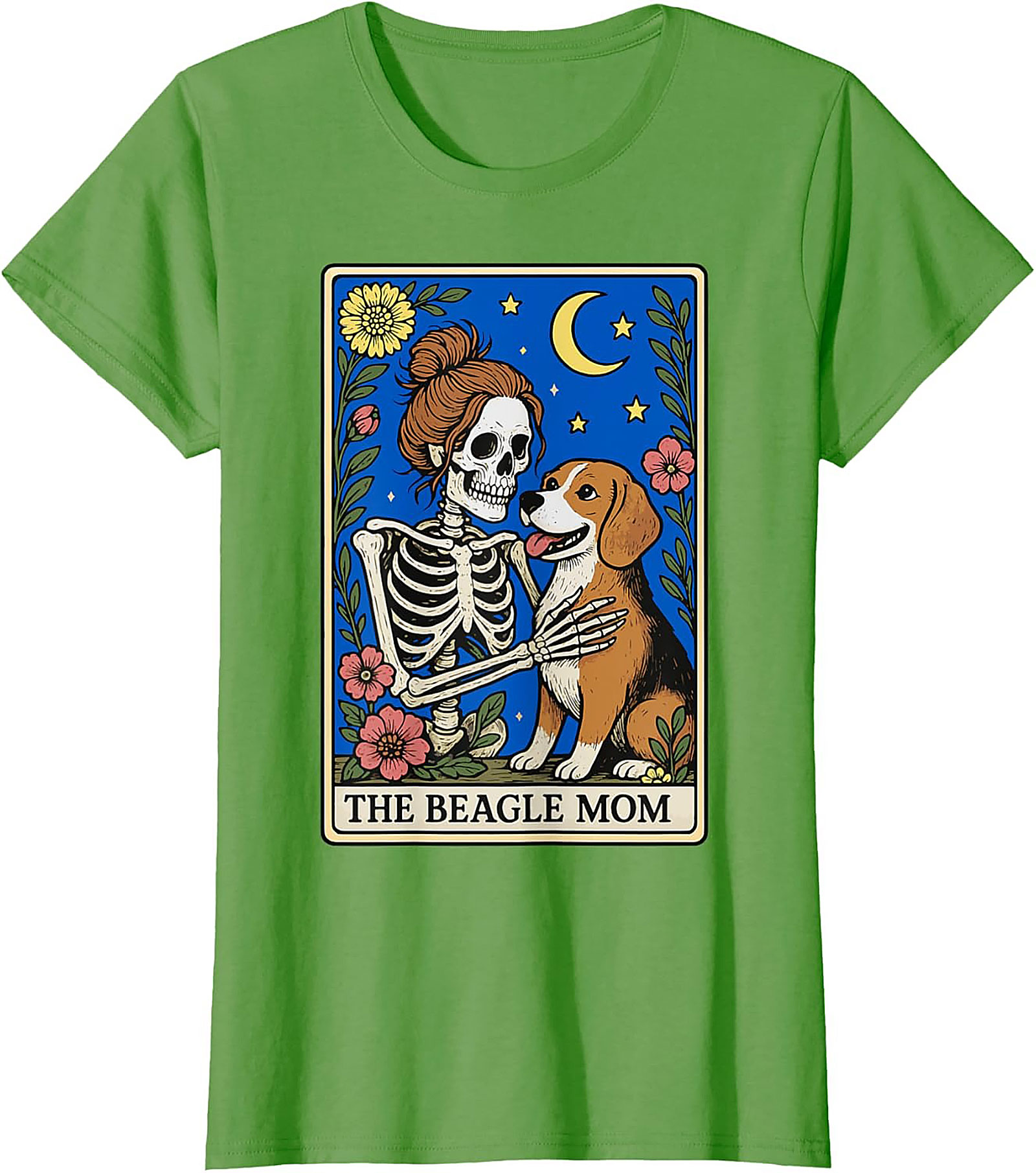 The Beagle Mom Tarot Card Graphic Tee | Funny Skeleton Dog Lover Shirt