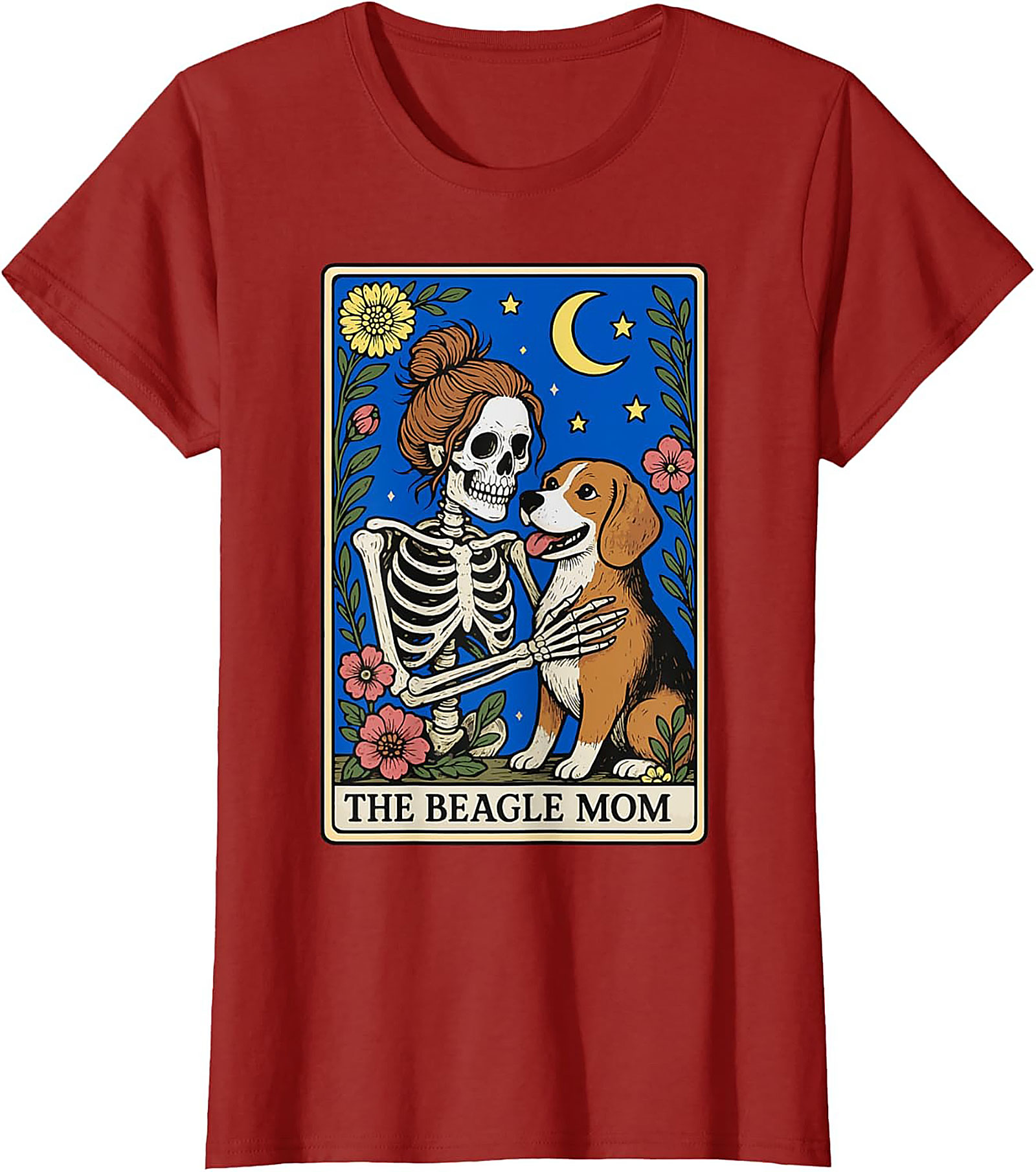 The Beagle Mom Tarot Card Graphic Tee | Funny Skeleton Dog Lover Shirt