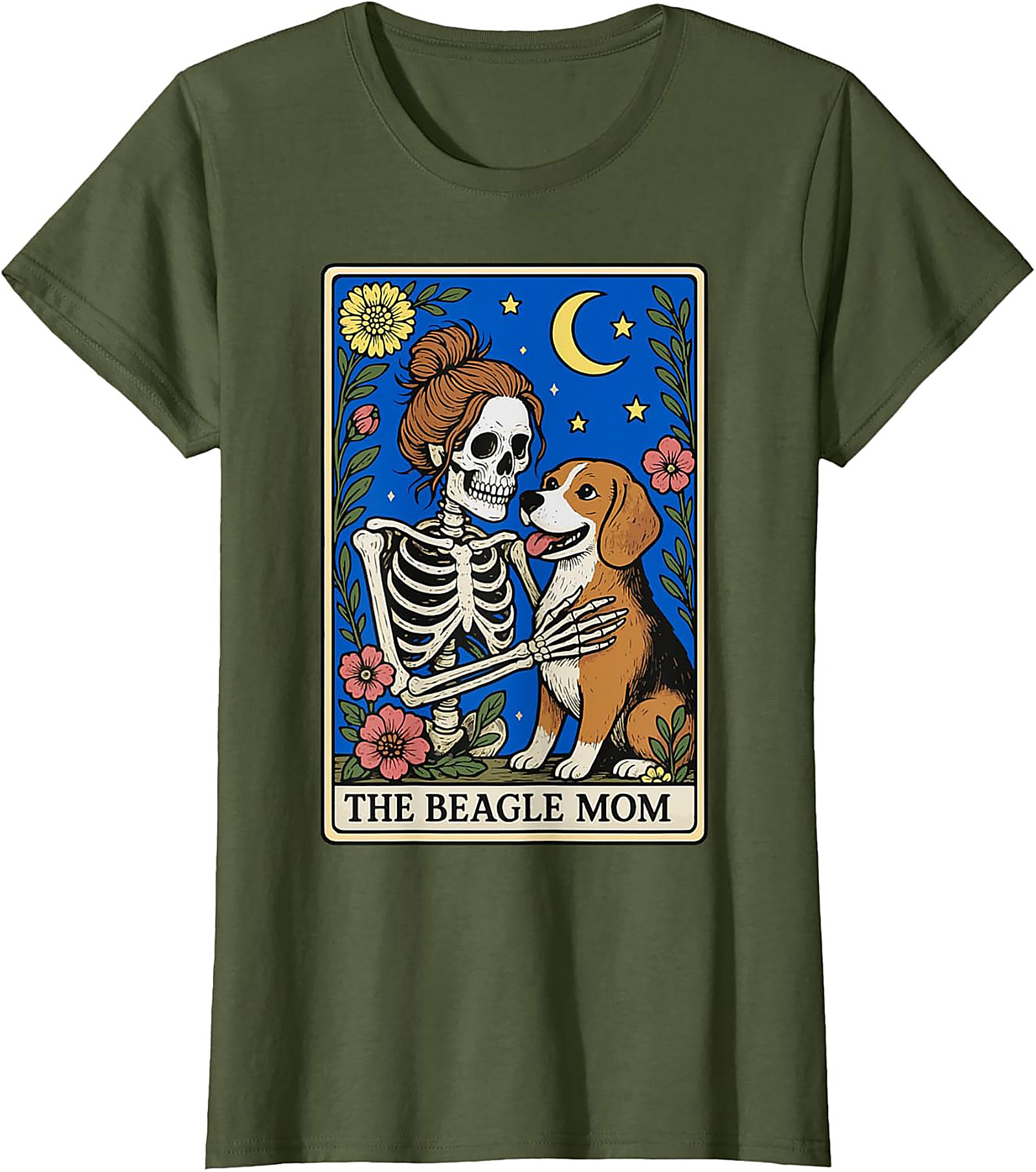 The Beagle Mom Tarot Card Graphic Tee | Funny Skeleton Dog Lover Shirt