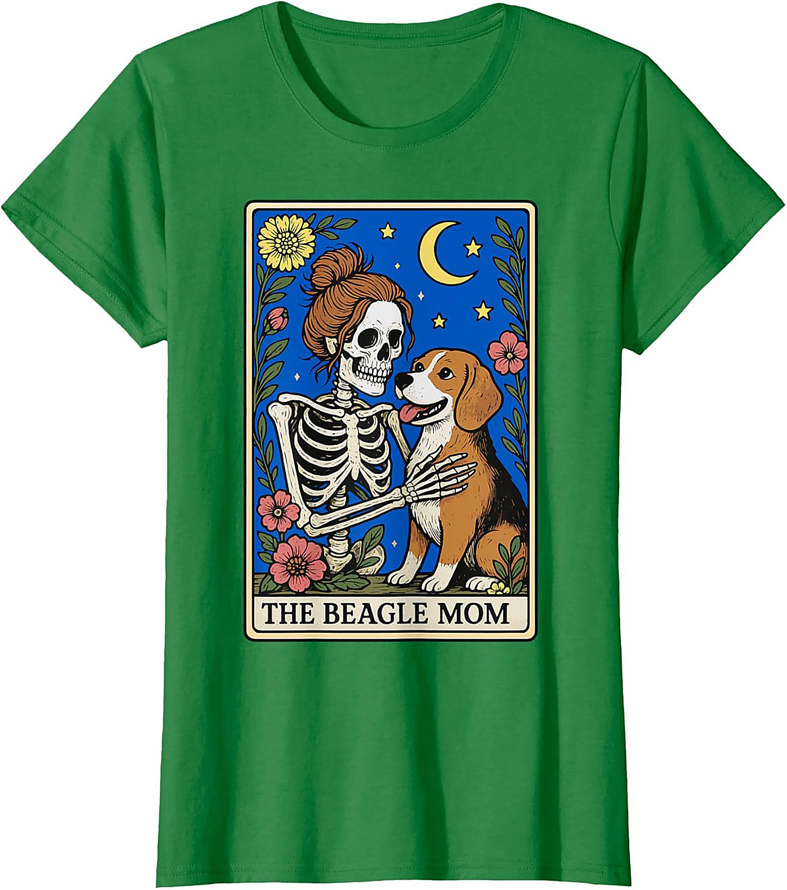 The Beagle Mom Tarot Card Graphic Tee | Funny Skeleton Dog Lover Shirt