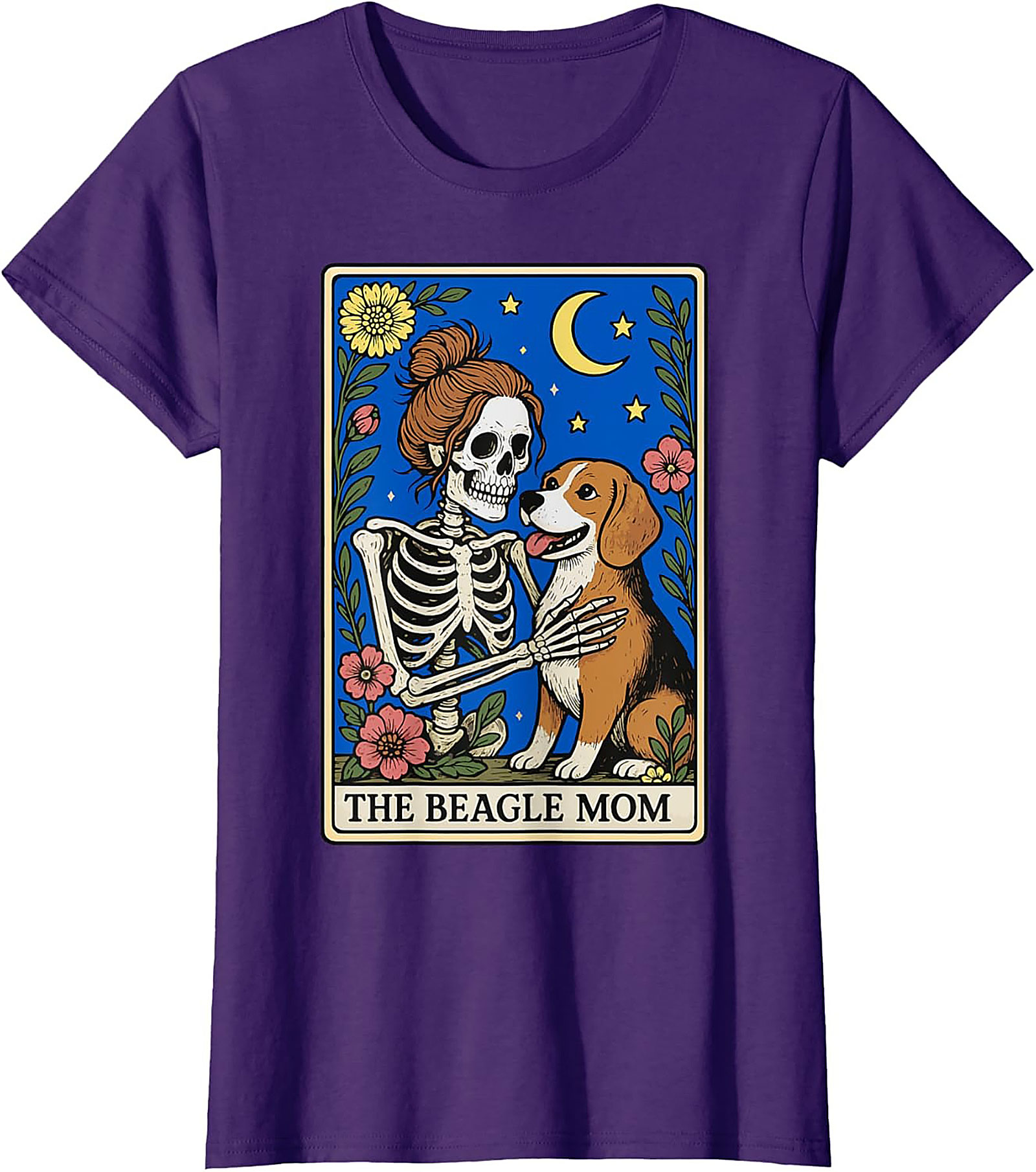 The Beagle Mom Tarot Card Graphic Tee | Funny Skeleton Dog Lover Shirt