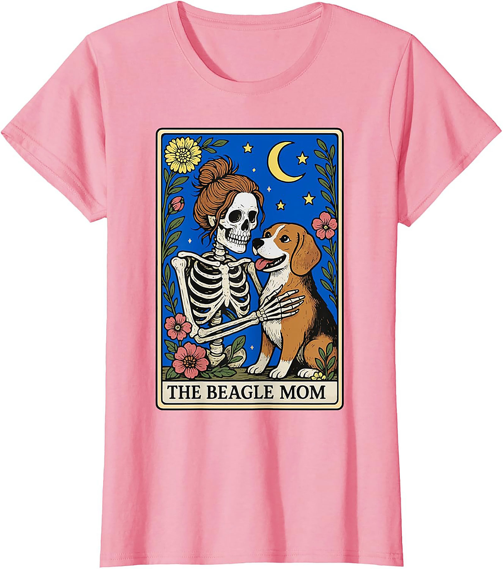 The Beagle Mom Tarot Card Graphic Tee | Funny Skeleton Dog Lover Shirt