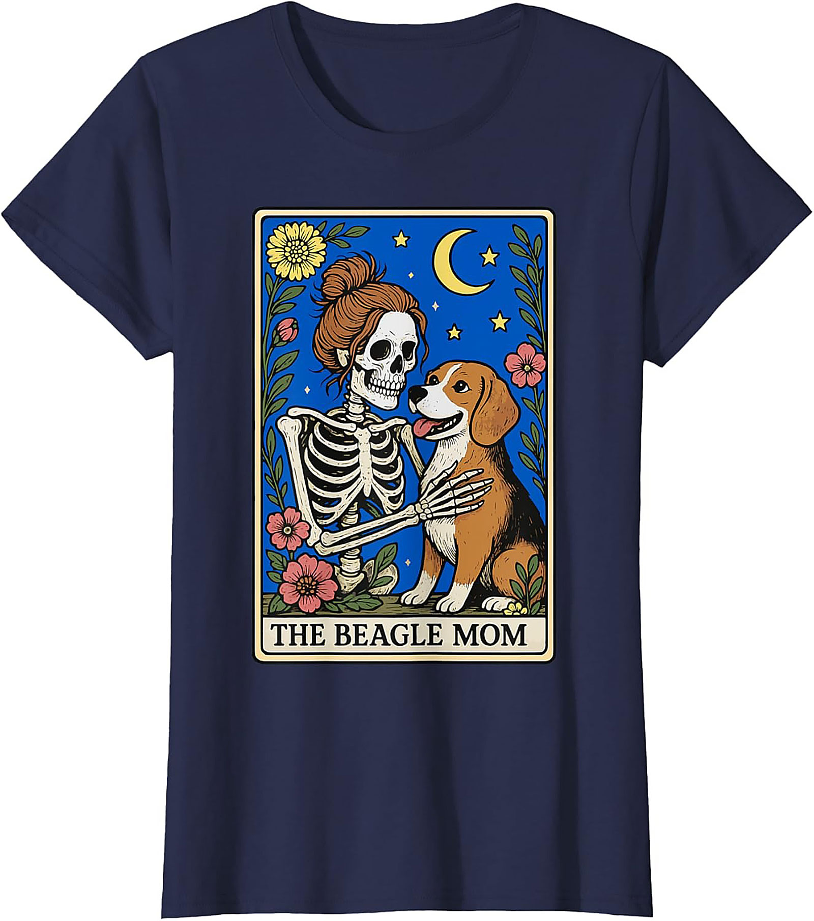 The Beagle Mom Tarot Card Graphic Tee | Funny Skeleton Dog Lover Shirt