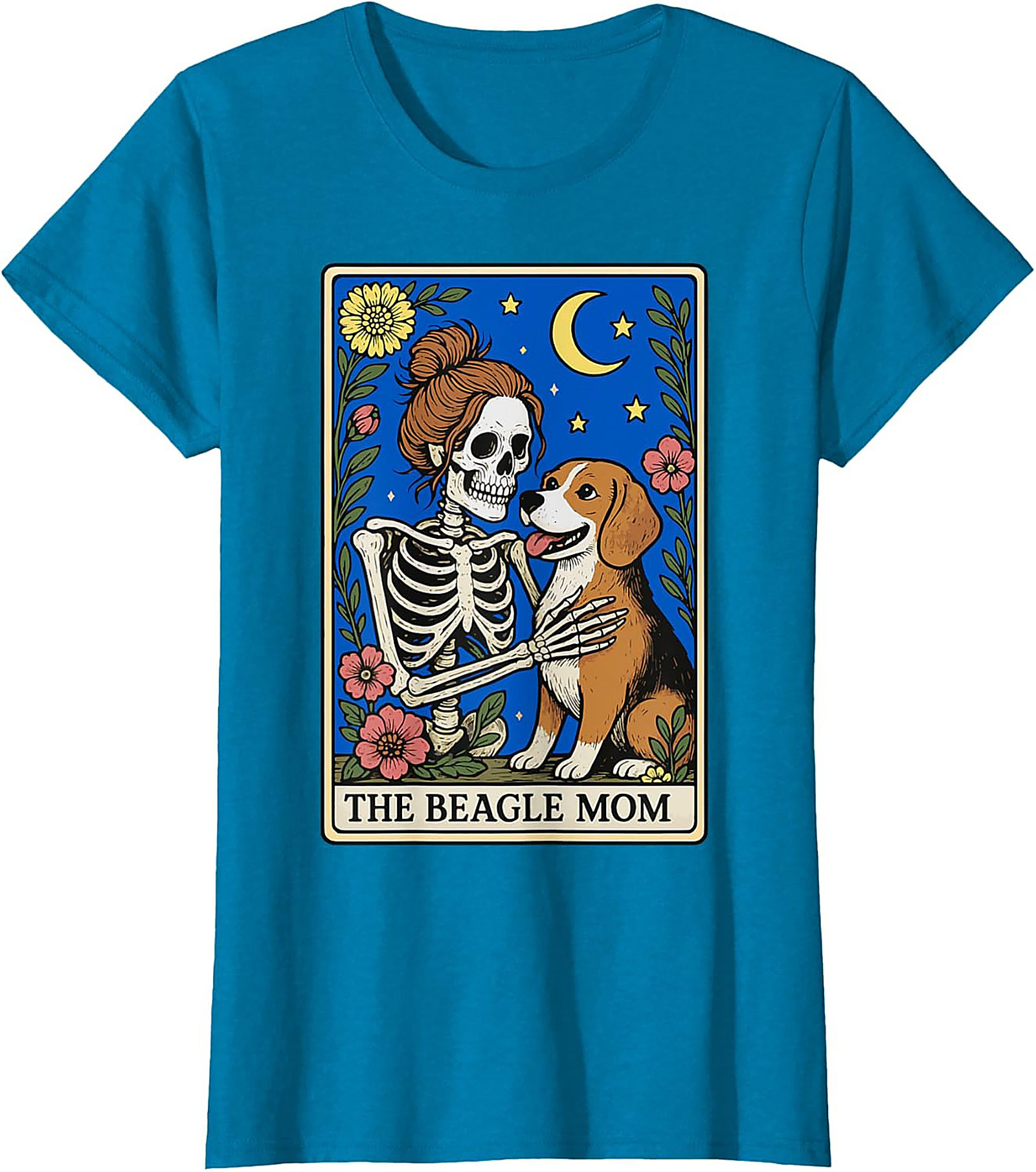 The Beagle Mom Tarot Card Graphic Tee | Funny Skeleton Dog Lover Shirt