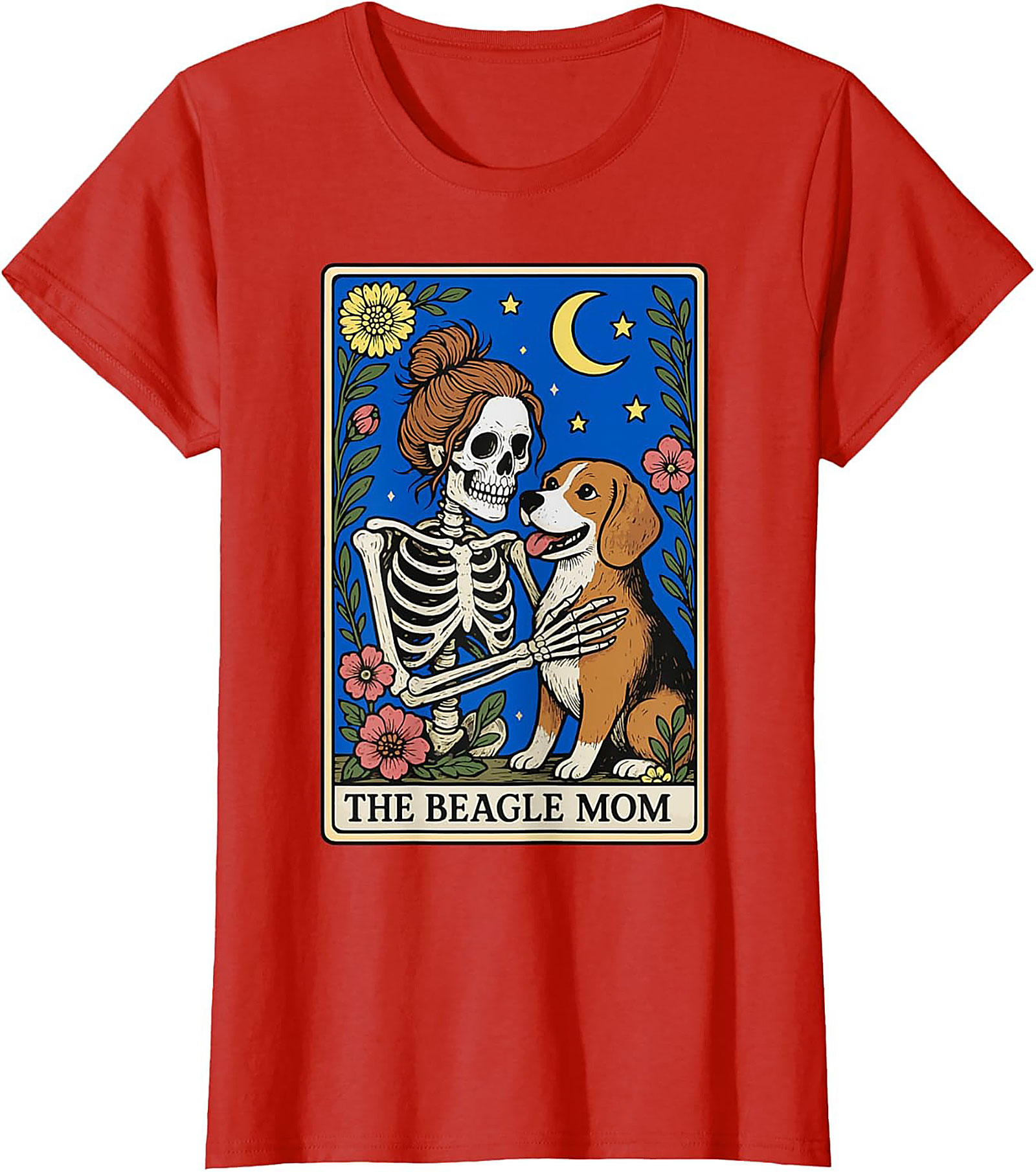 The Beagle Mom Tarot Card Graphic Tee | Funny Skeleton Dog Lover Shirt