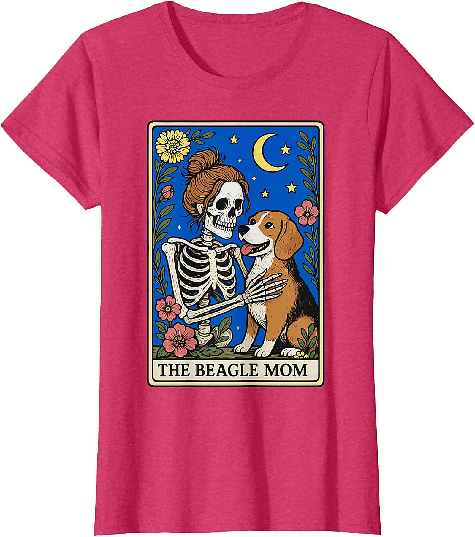 The Beagle Mom Tarot Card Graphic Tee | Funny Skeleton Dog Lover Shirt