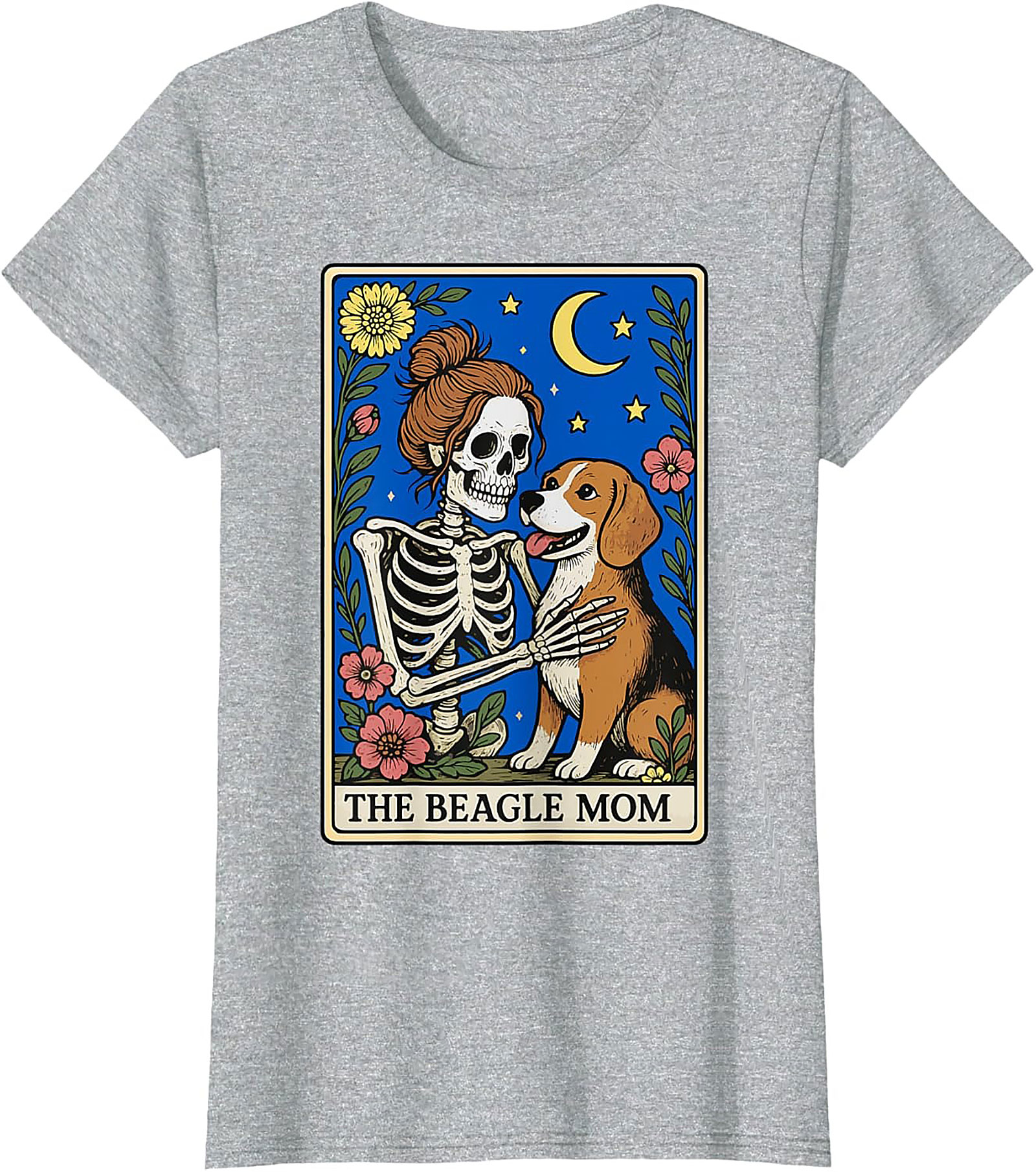 The Beagle Mom Tarot Card Graphic Tee | Funny Skeleton Dog Lover Shirt