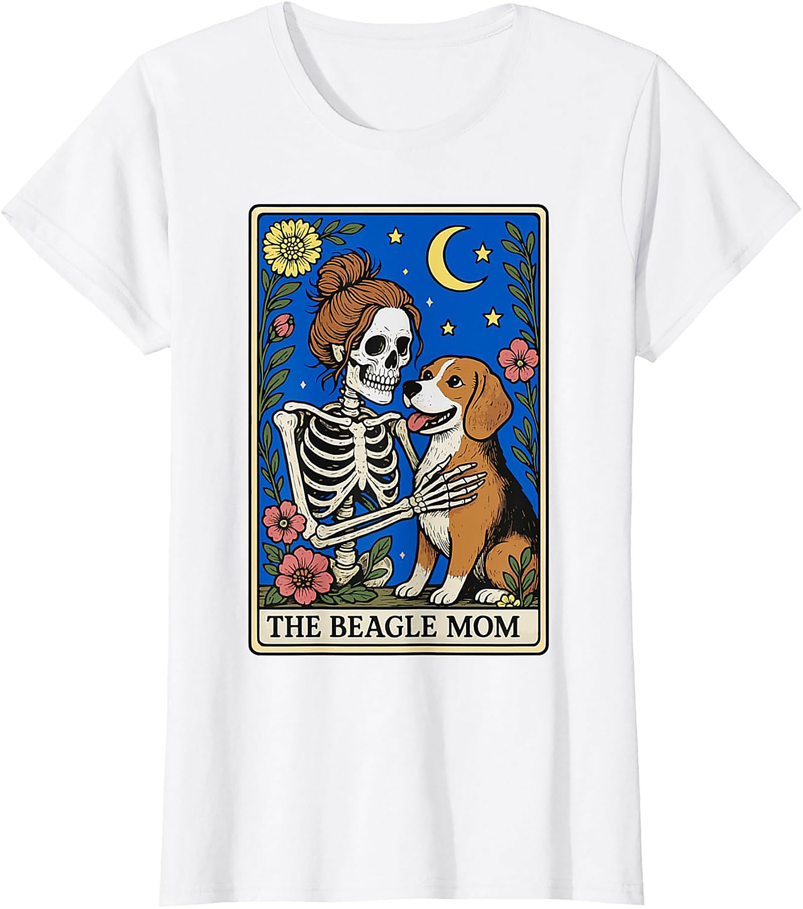 The Beagle Mom Tarot Card Graphic Tee | Funny Skeleton Dog Lover Shirt