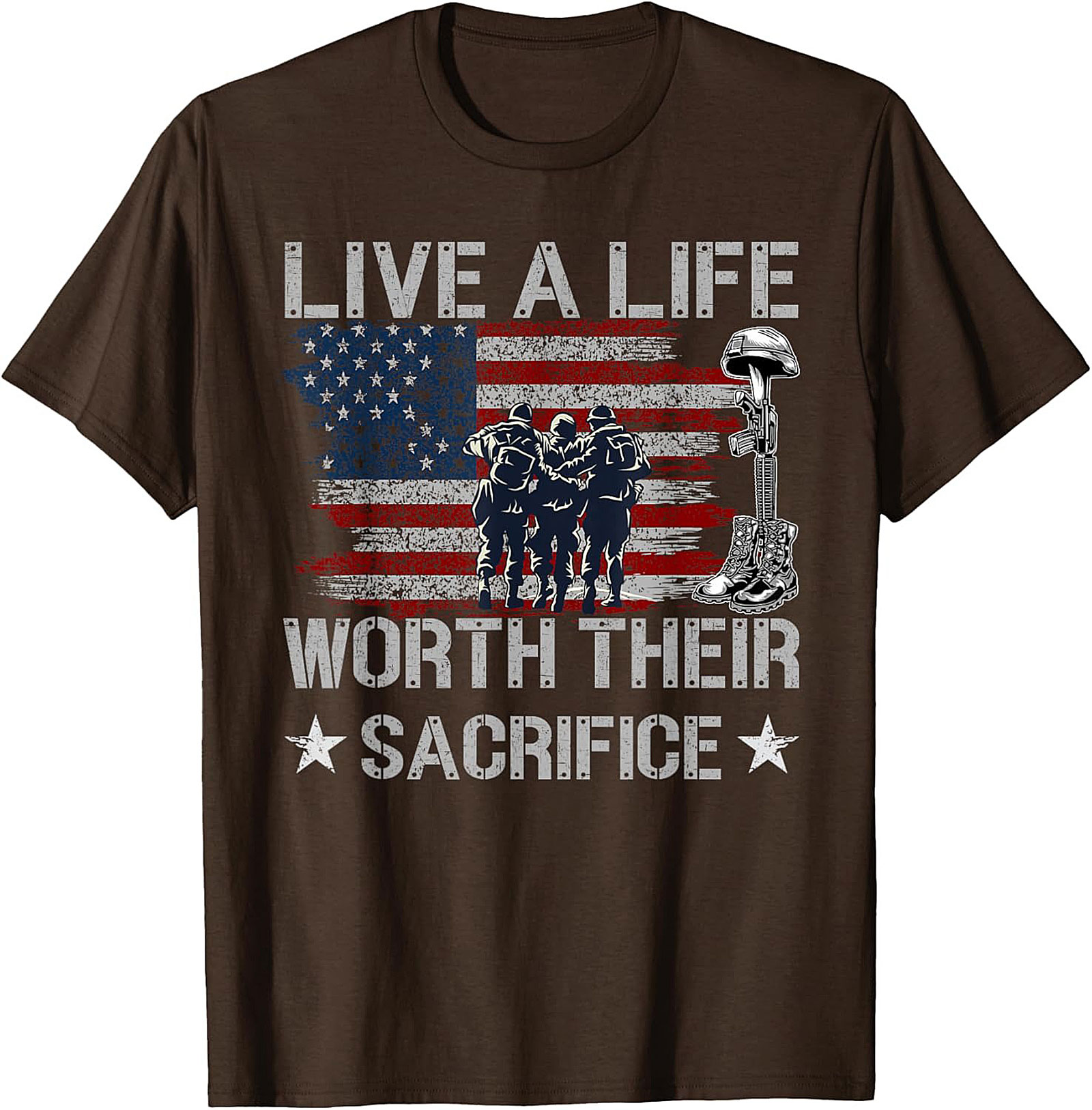 Patriotic Military Graphic Tee | Live A Life Worth Their Sacrifice