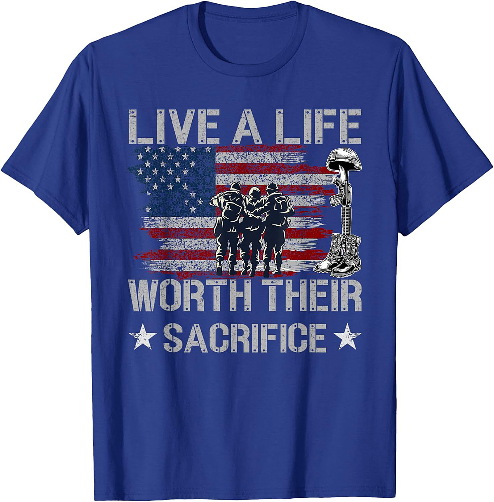 Patriotic Military Graphic Tee | Live A Life Worth Their Sacrifice