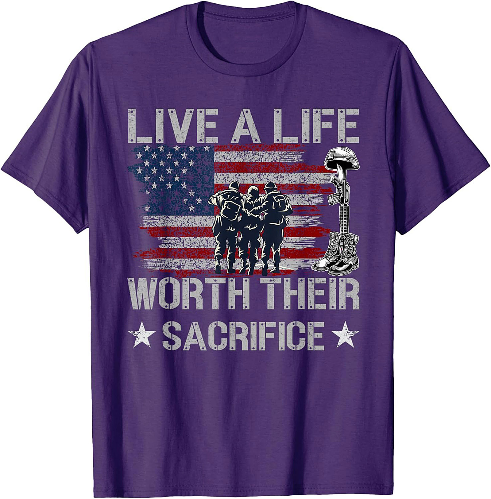 Patriotic Military Graphic Tee | Live A Life Worth Their Sacrifice