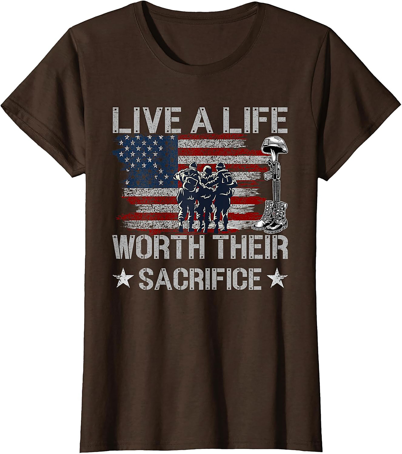 Patriotic Military Graphic Tee | Live A Life Worth Their Sacrifice