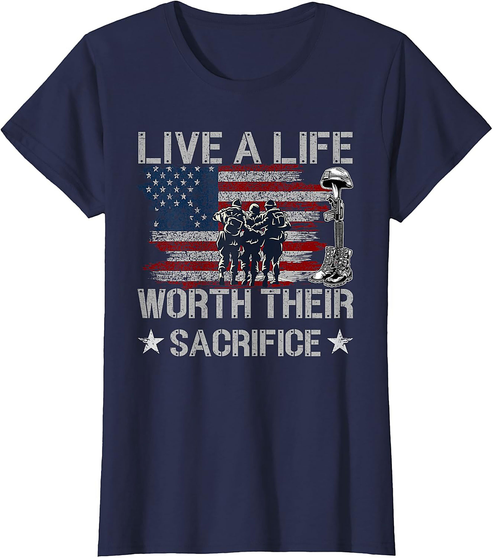 Patriotic Military Graphic Tee | Live A Life Worth Their Sacrifice