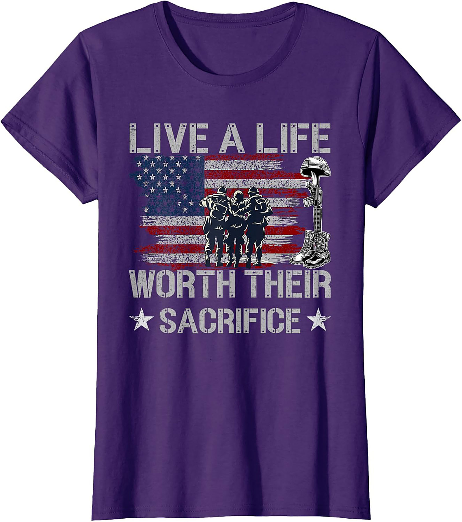 Patriotic Military Graphic Tee | Live A Life Worth Their Sacrifice