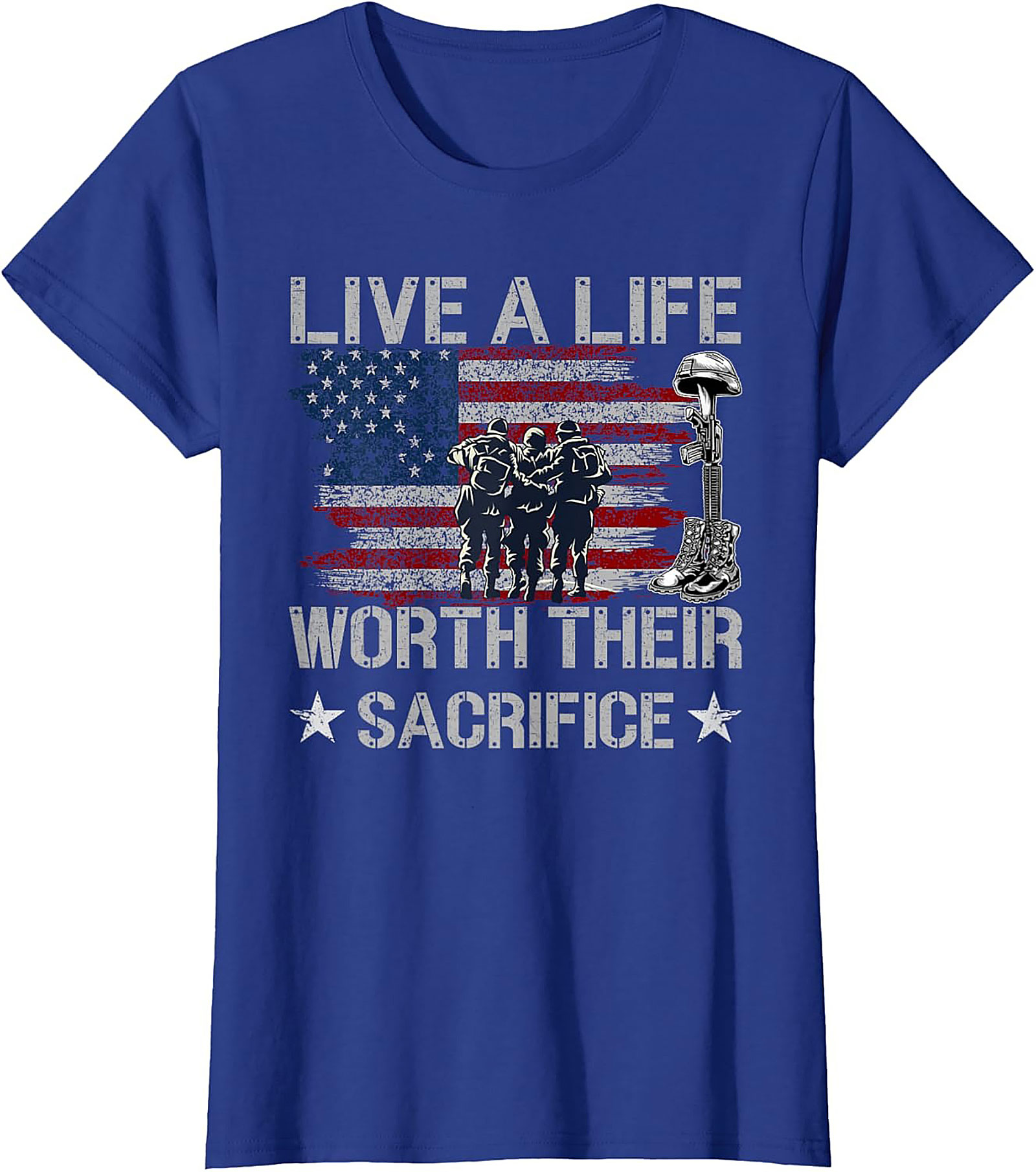 Patriotic Military Graphic Tee | Live A Life Worth Their Sacrifice
