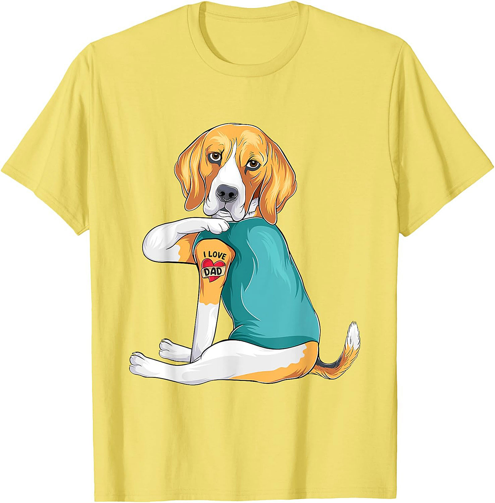 Funny Beagle Dog Dad Graphic Tee | I Love Dad Tattoo Shirt
