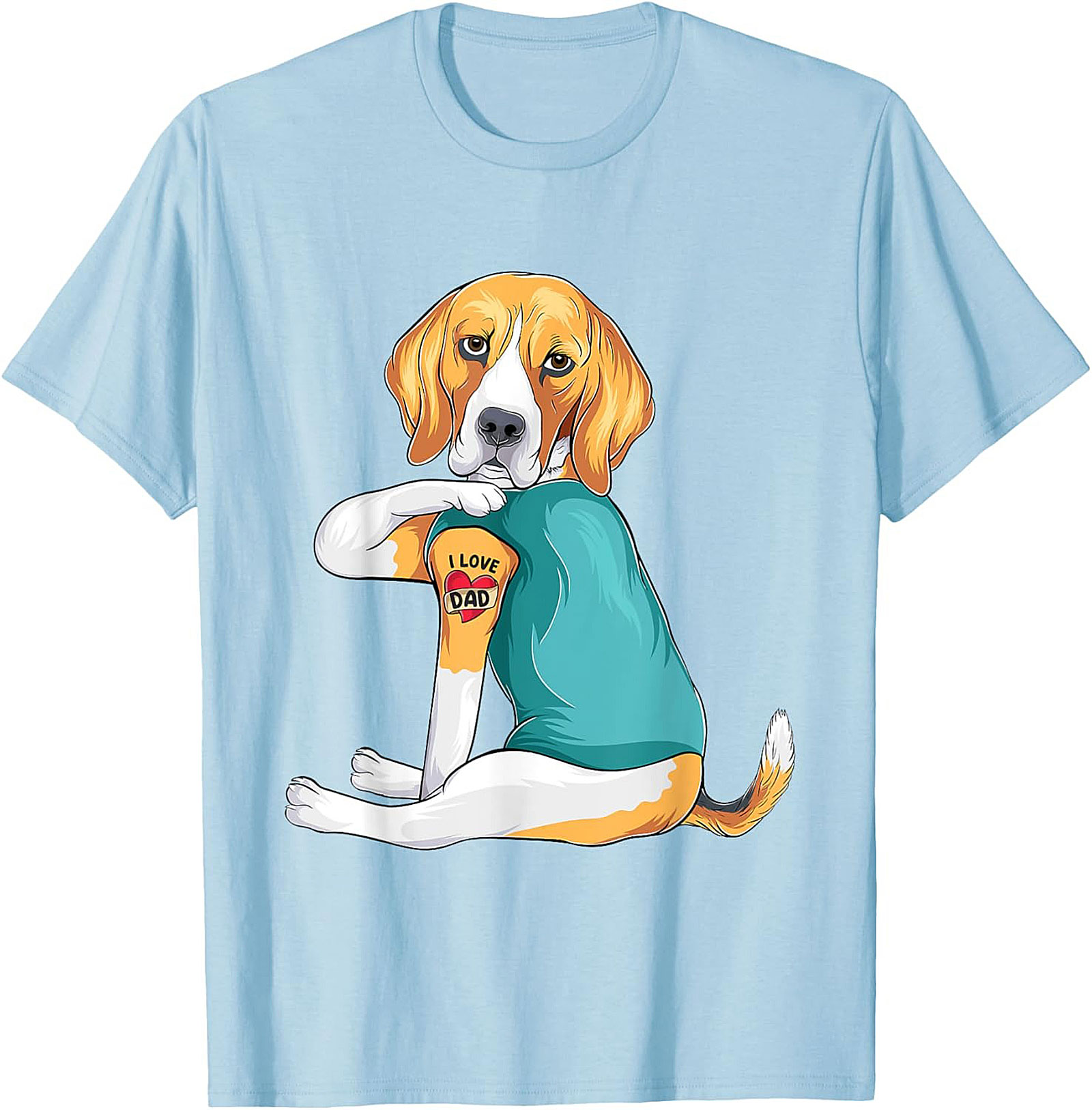 Funny Beagle Dog Dad Graphic Tee | I Love Dad Tattoo Shirt